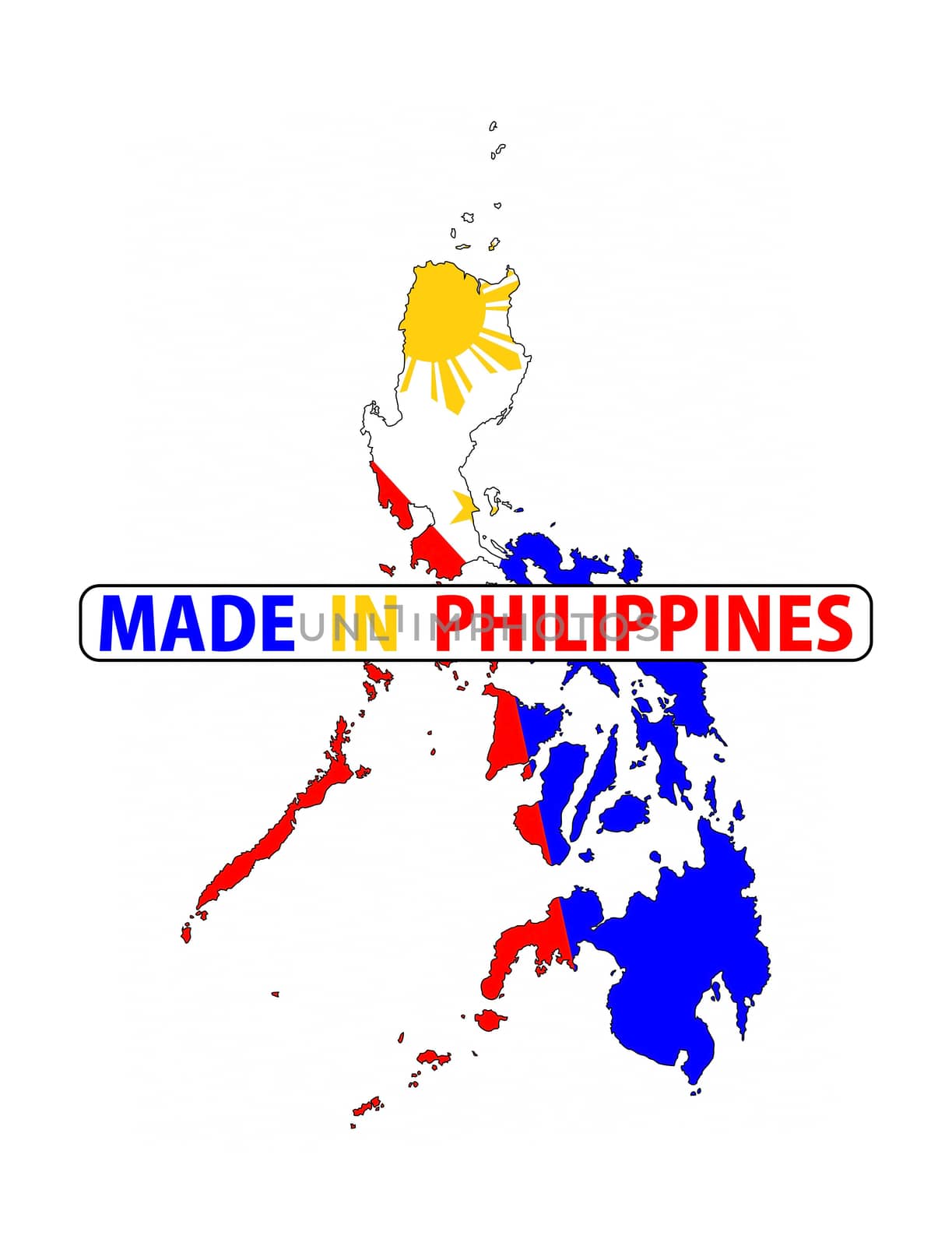 made in philippines country national flag map shape with text