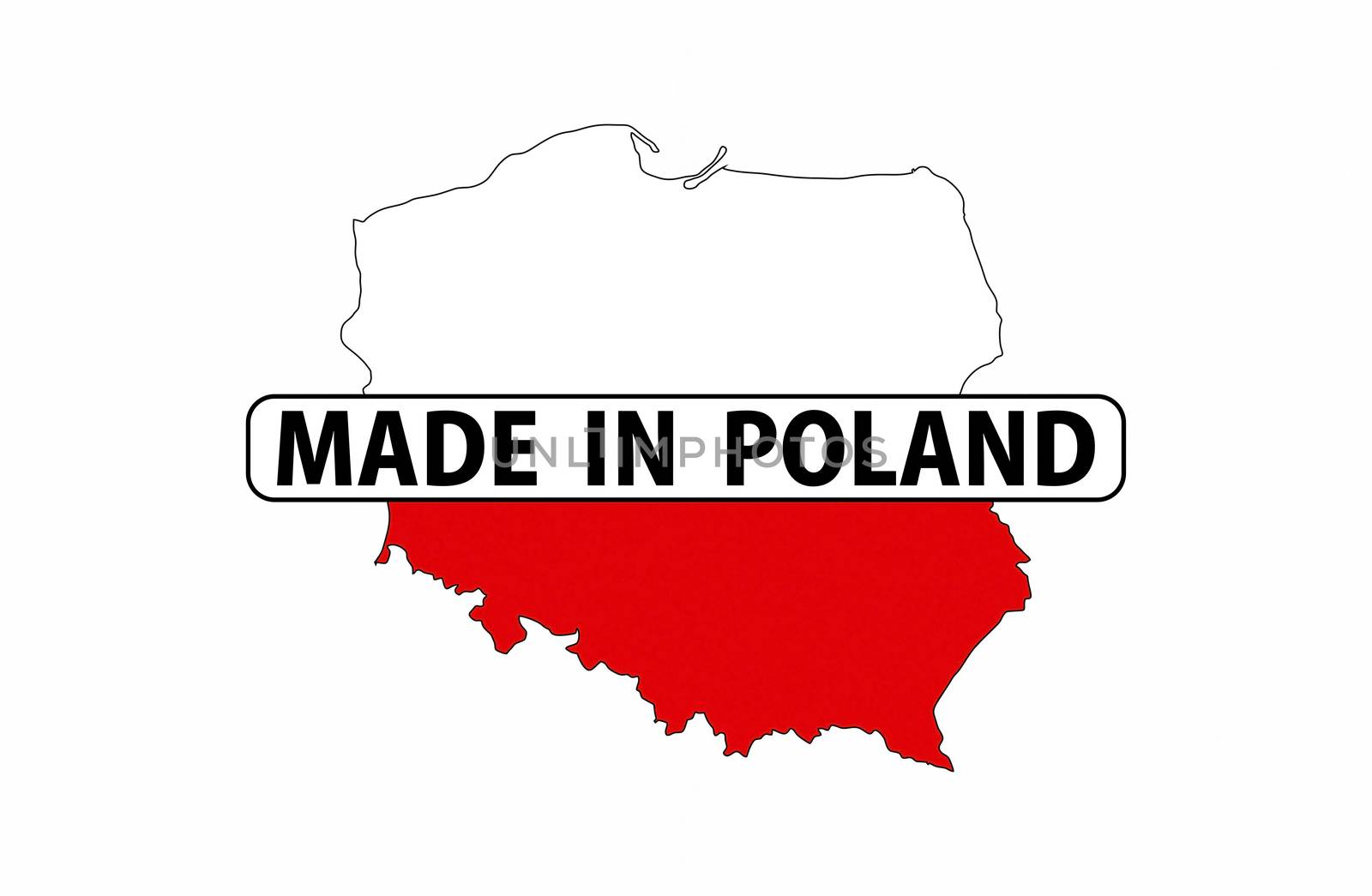 made in poland country national flag map shape with text