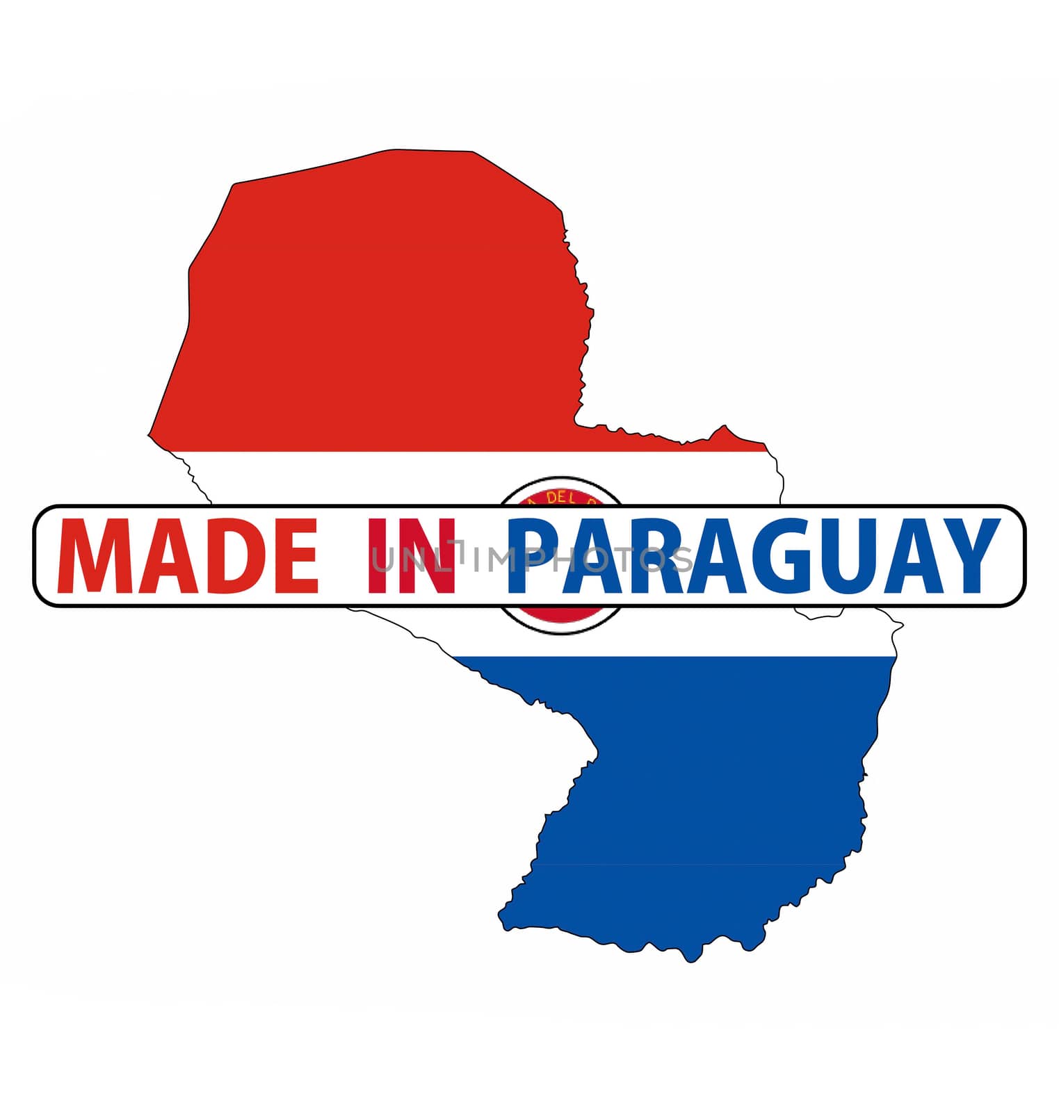 made in paraguay country national flag map shape with text