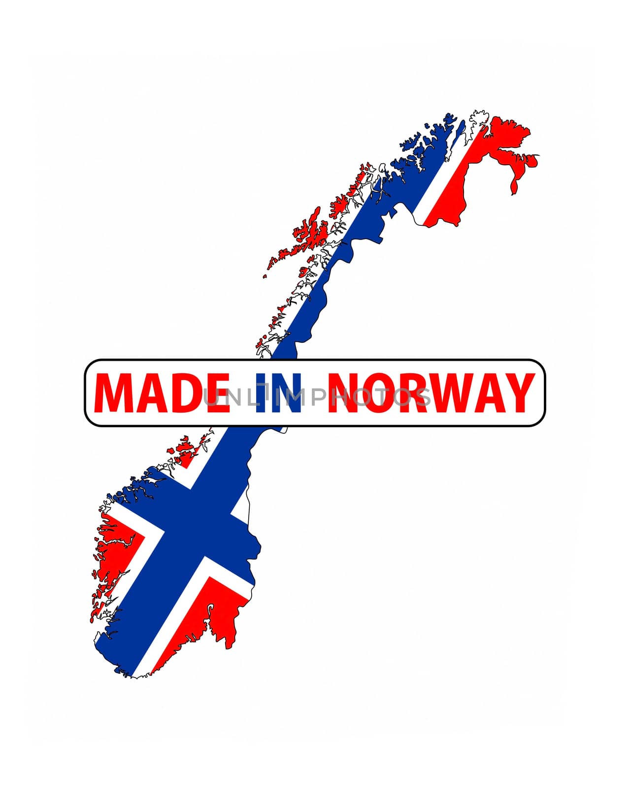 made in norway country national flag map shape with text