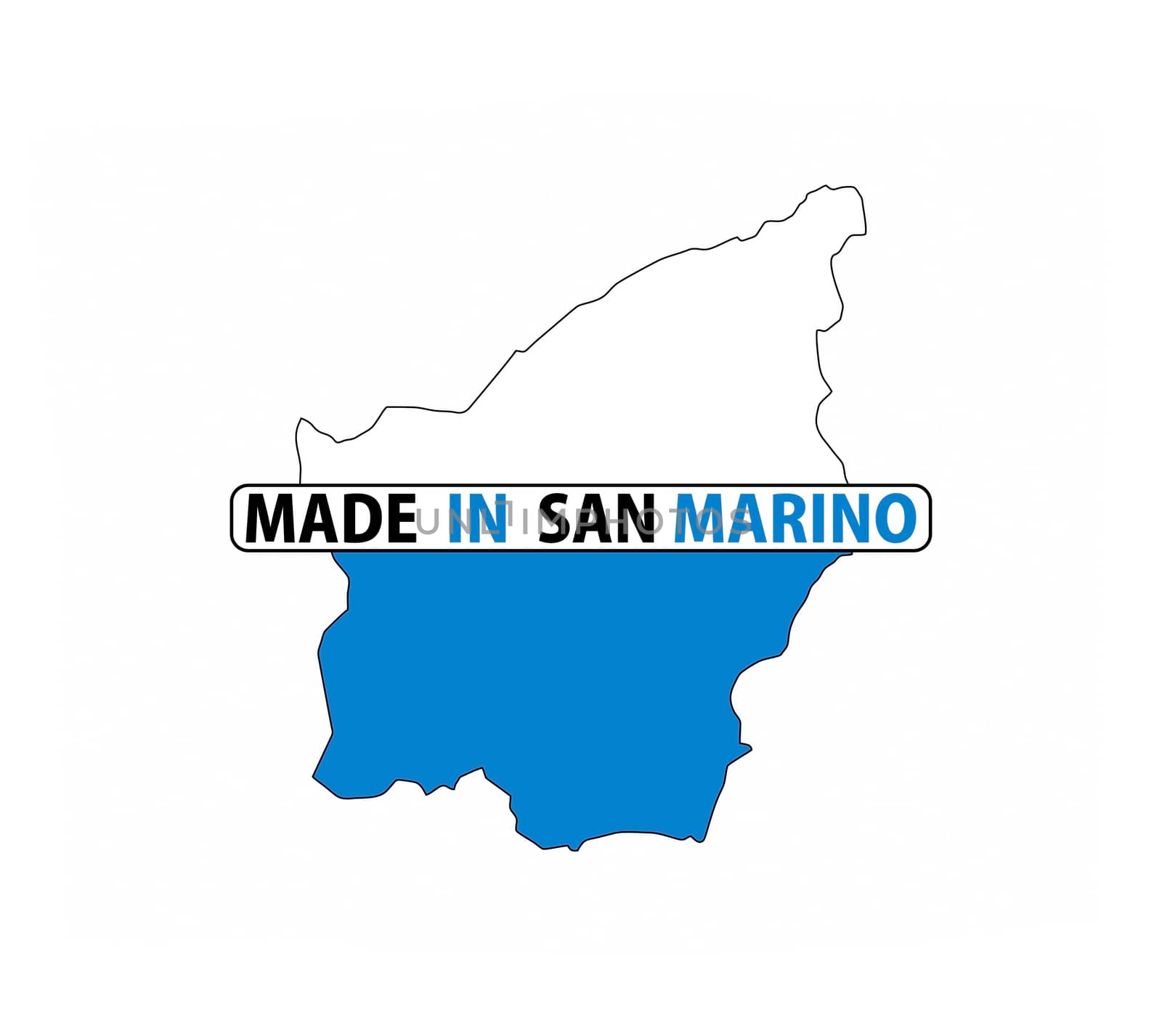 made in san marino country national flag map shape with text