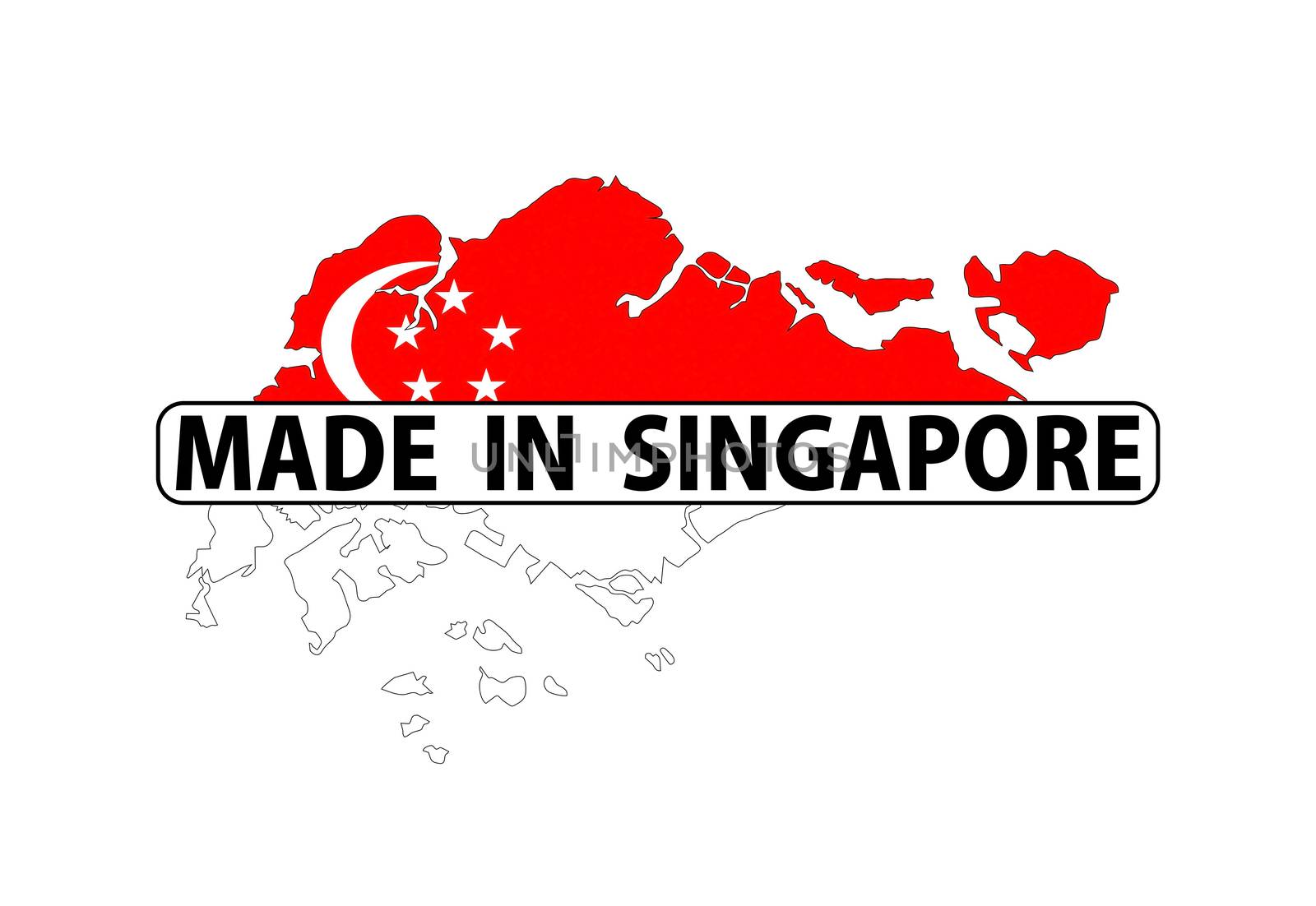 made in singapore country national flag map shape with text