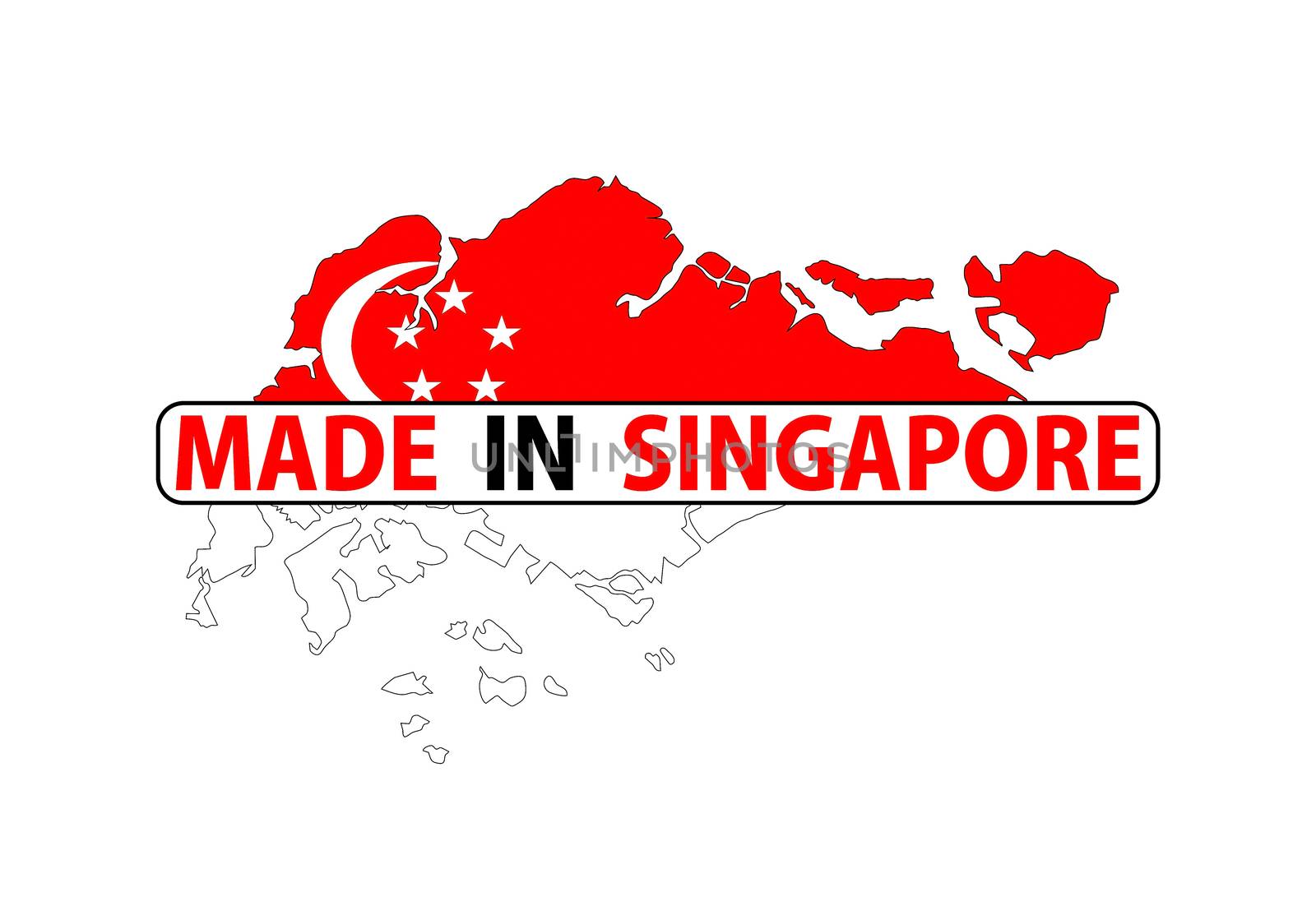 made in singapore country national flag map shape with text