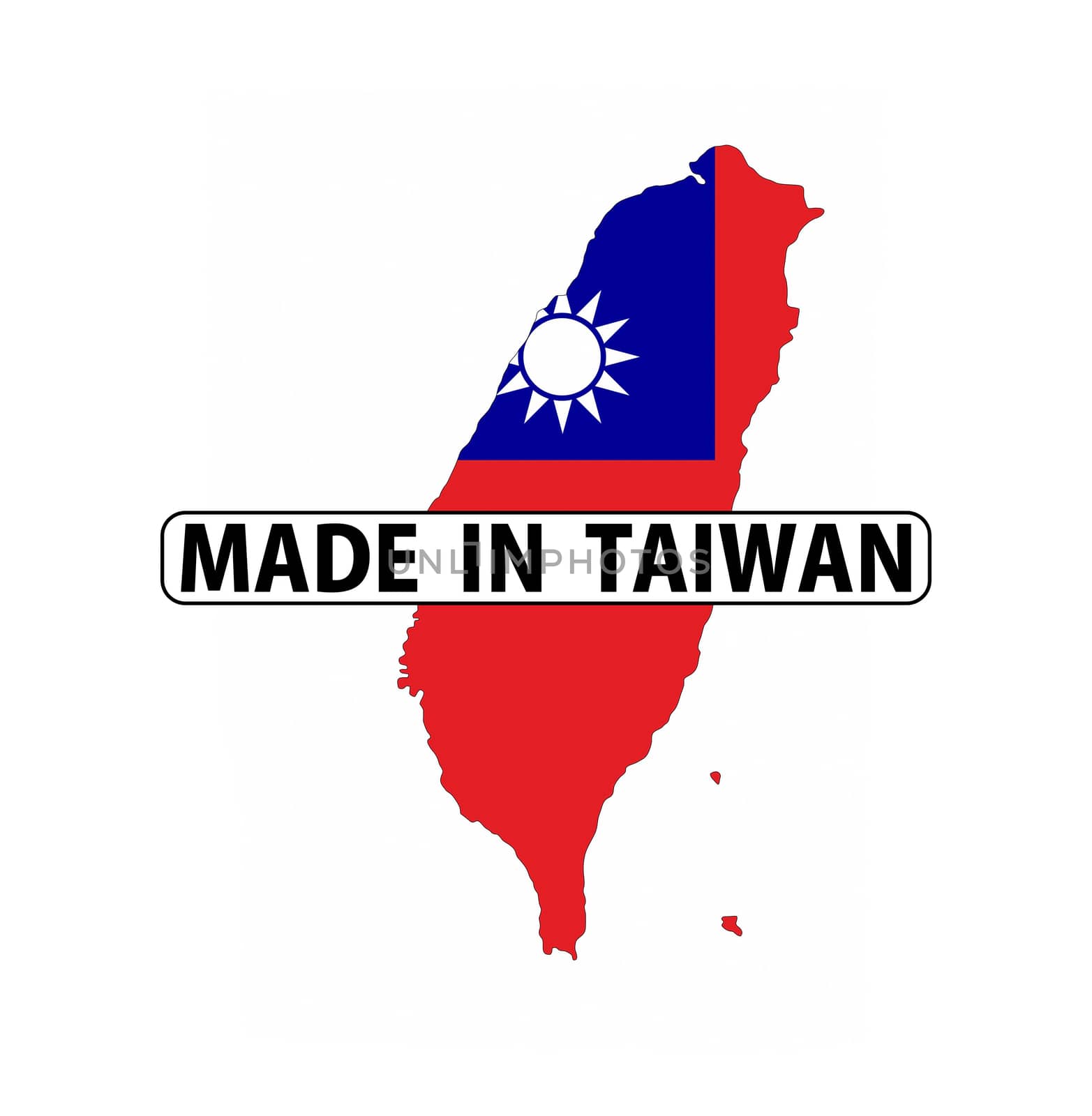 made in taiwan country national flag map shape with text