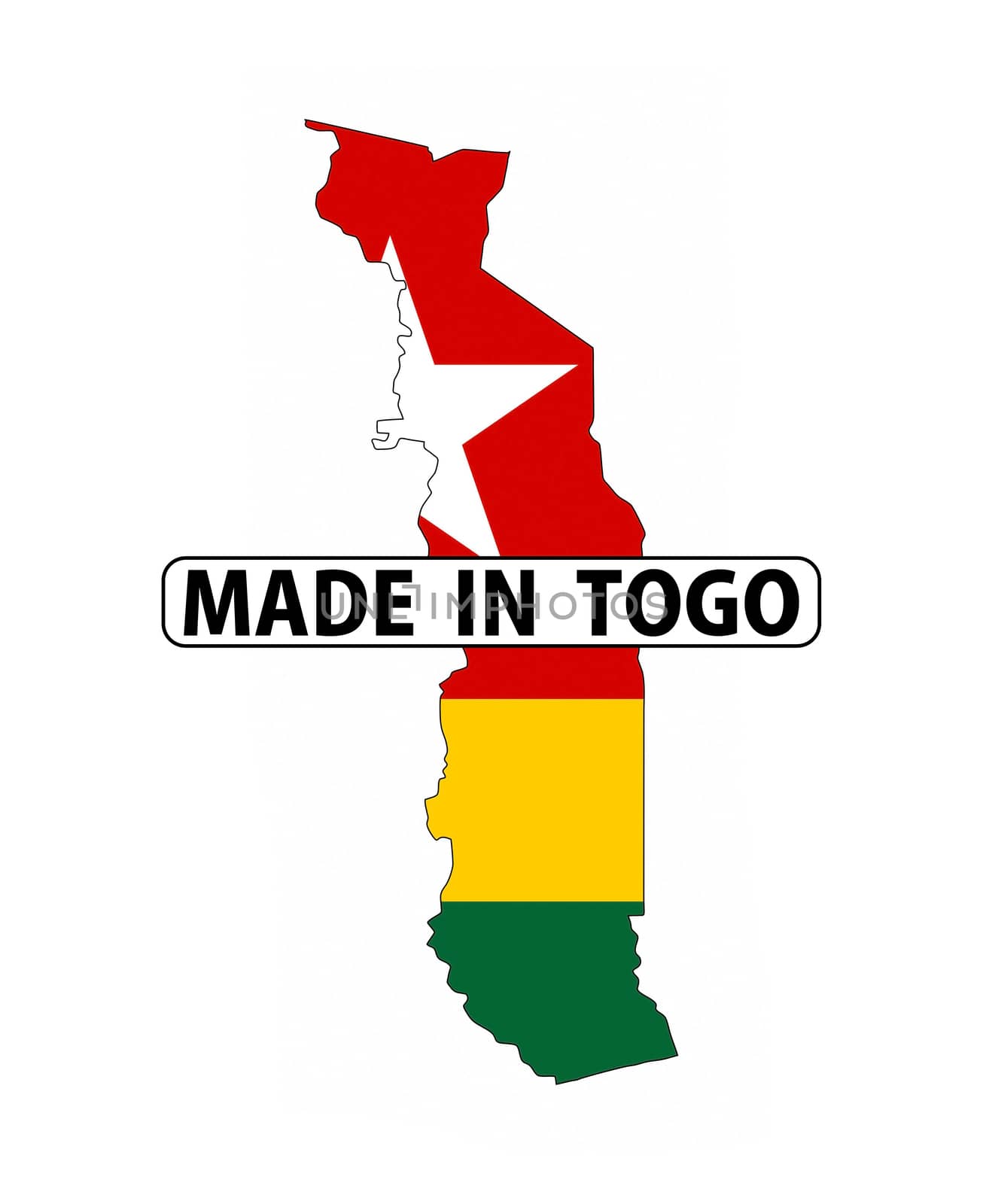 made in togo country national flag map shape with text