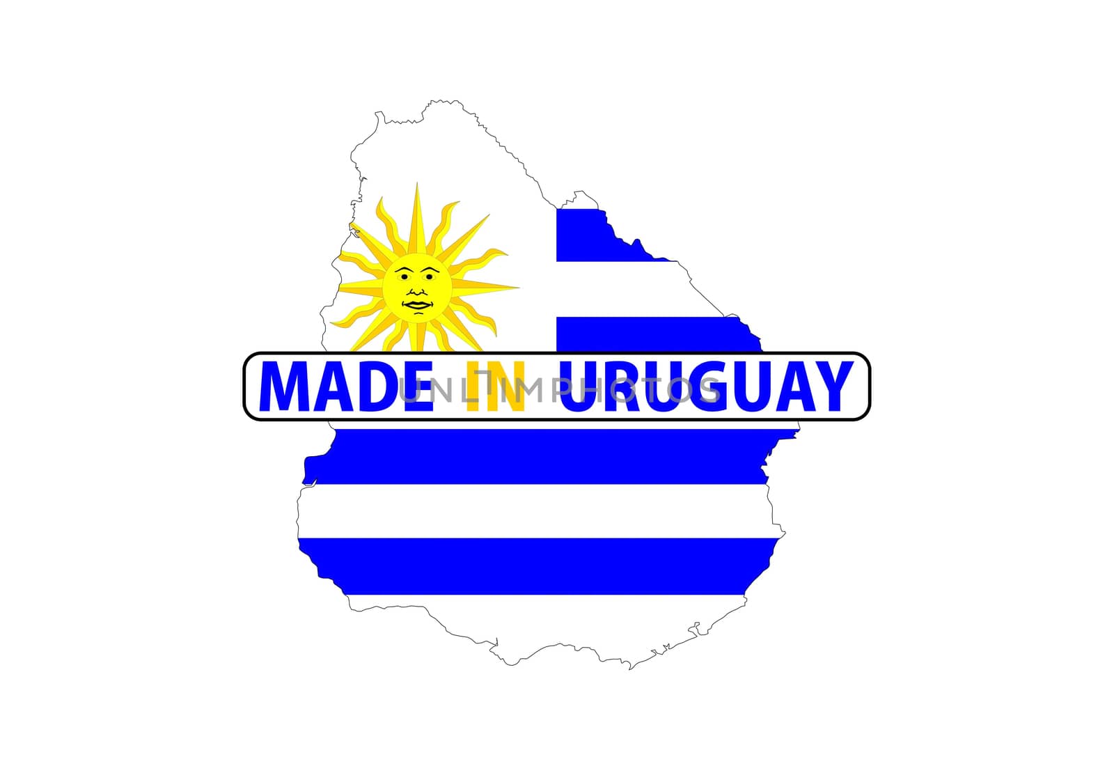 made in uruguay country national flag map shape with text