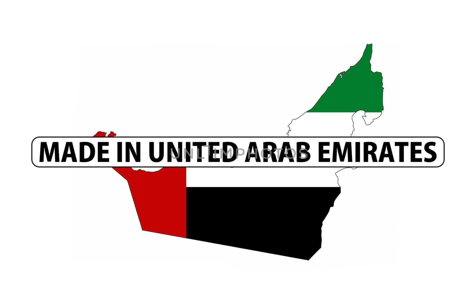 made in united arab emirates country national flag map shape with text