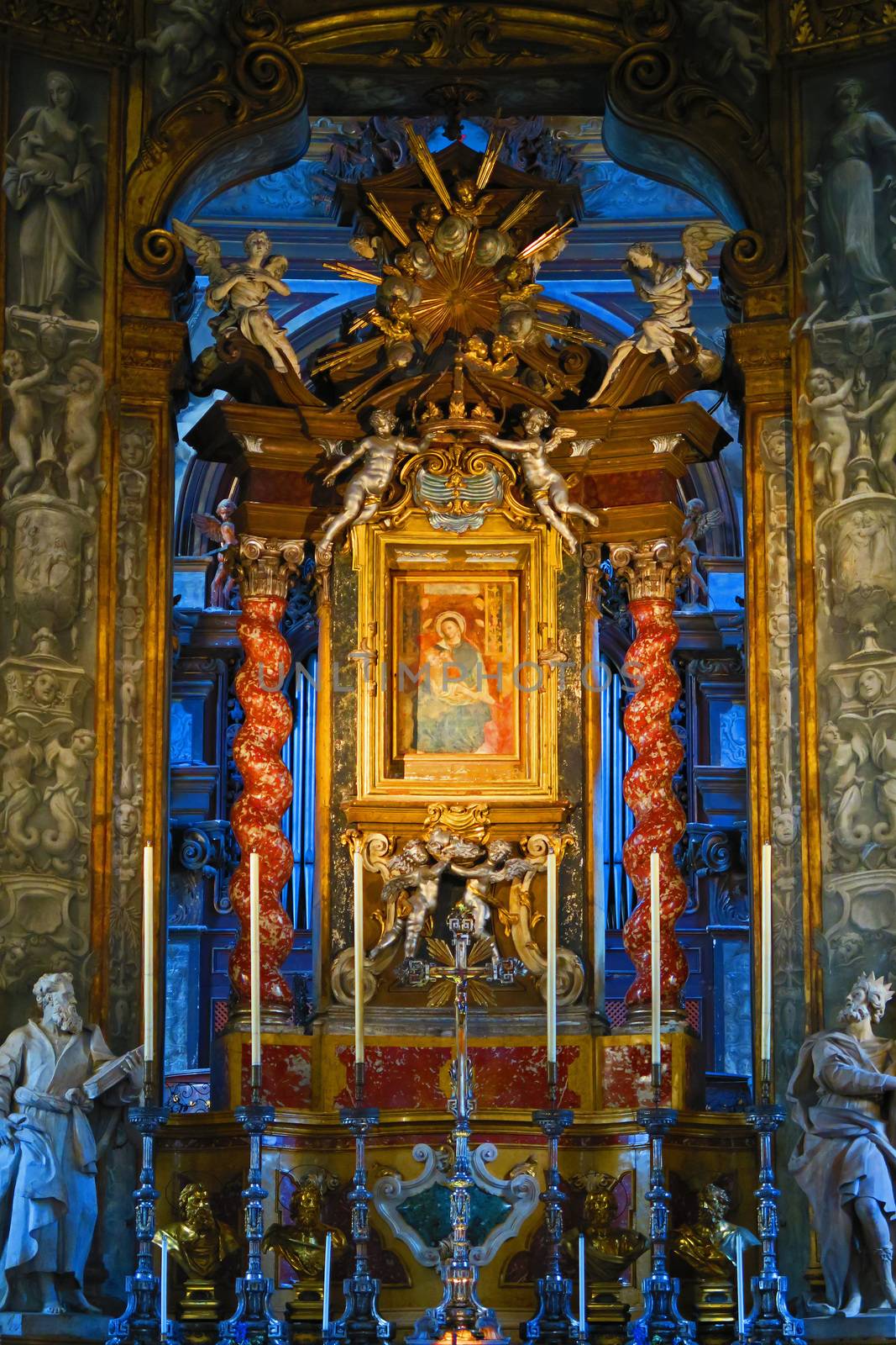 Parma,Italy,25 september 2015.Considered miraculous image of the Virgin and child. The popularity of this icon led to the construction (1521-1539) of the church, now Basilica, of Madonna della Steccata, one of the most important churches of Parma