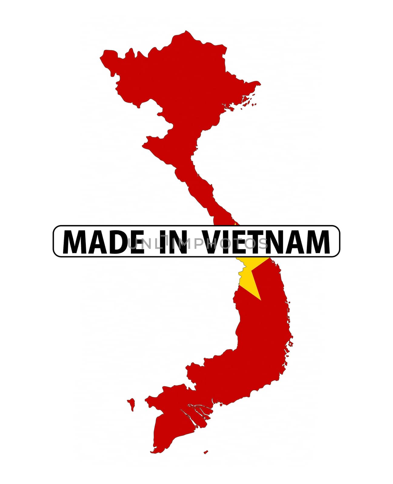 made in vietnam country national flag map shape with text