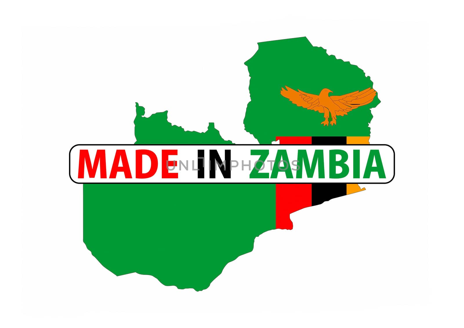 made in zambia country national flag map shape with text