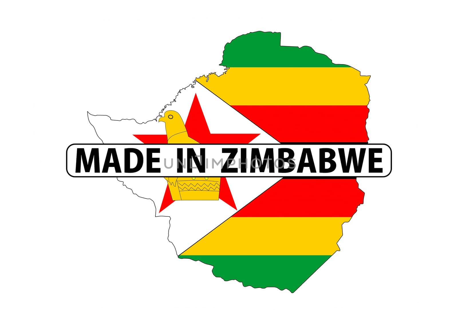made in zimbabwe country national flag map shape with text