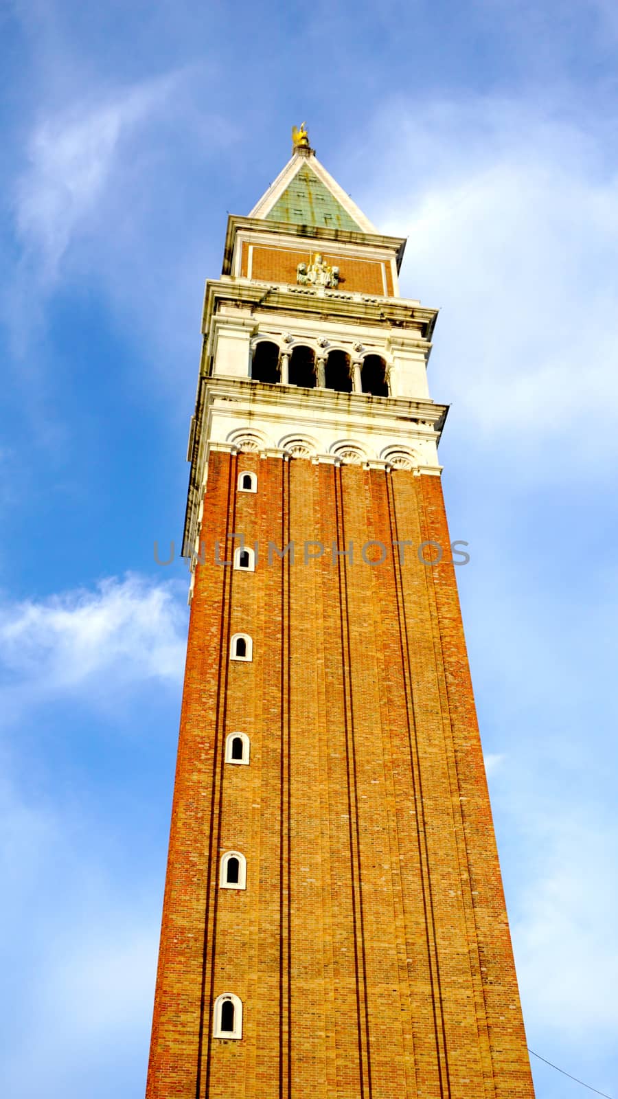 San Macro Tower close up architecture in Venice, Italy