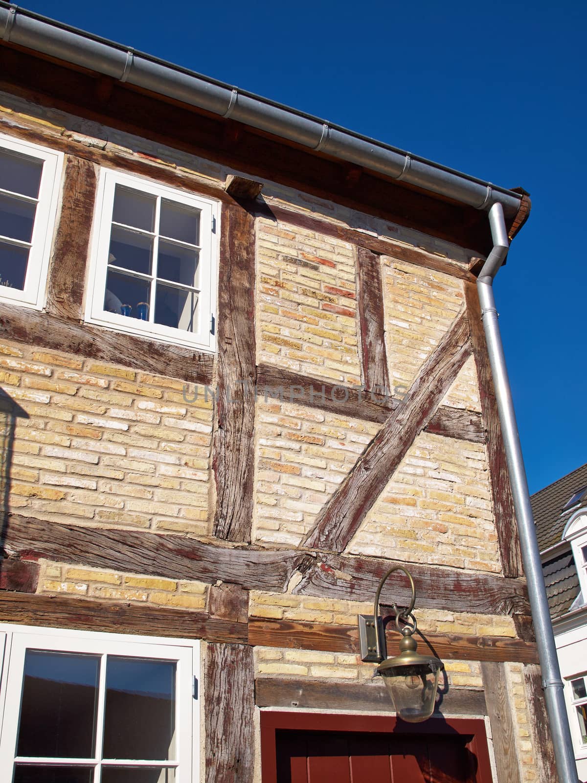  Traditional colorful vintage design half timbered wooden house Germany            