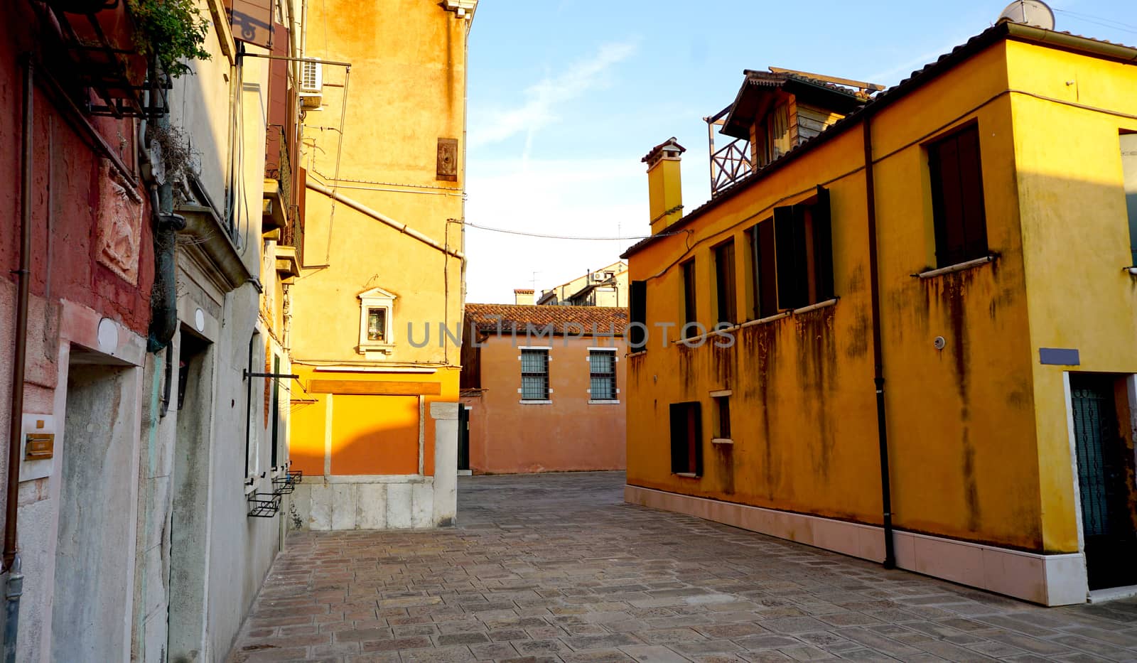 alley of ancient architecture court in Venice, Italy