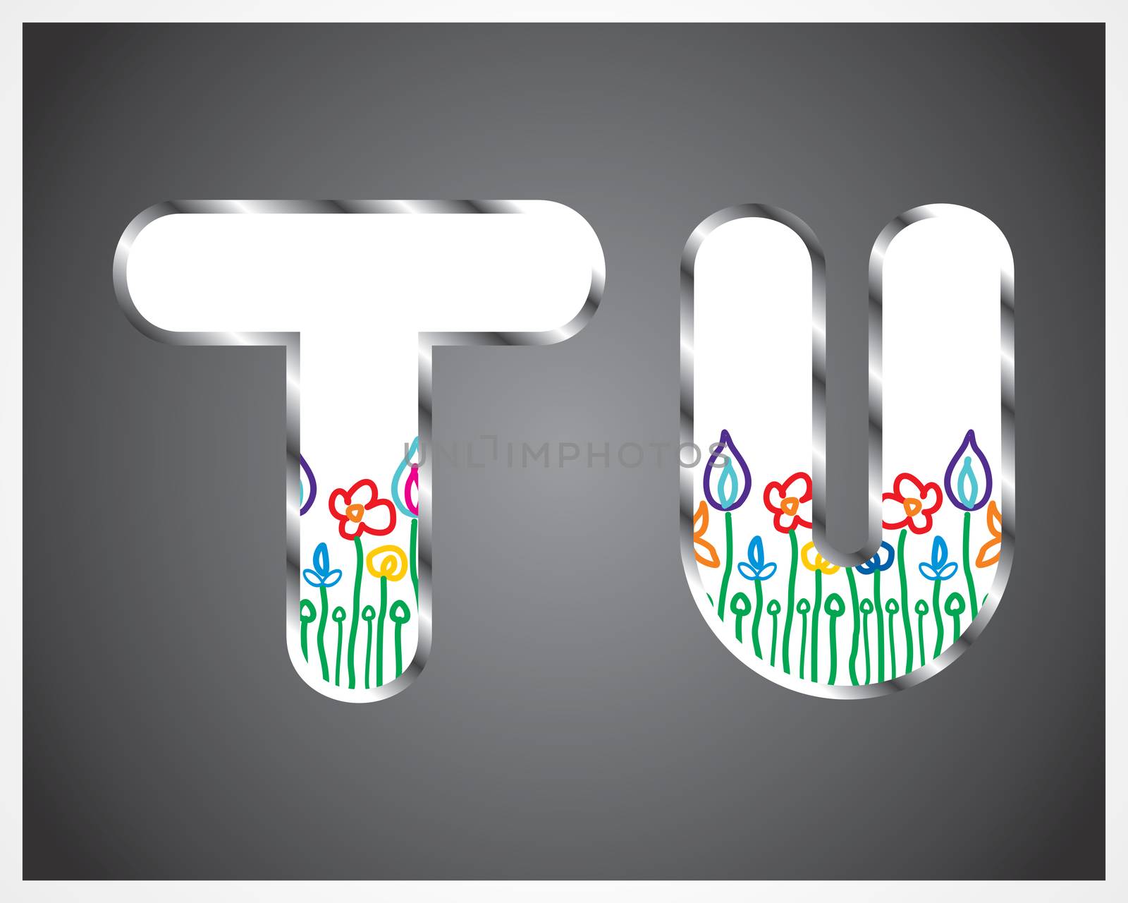 Vector illustration of the alphabet . Set of letters. colorful flower from A to Z