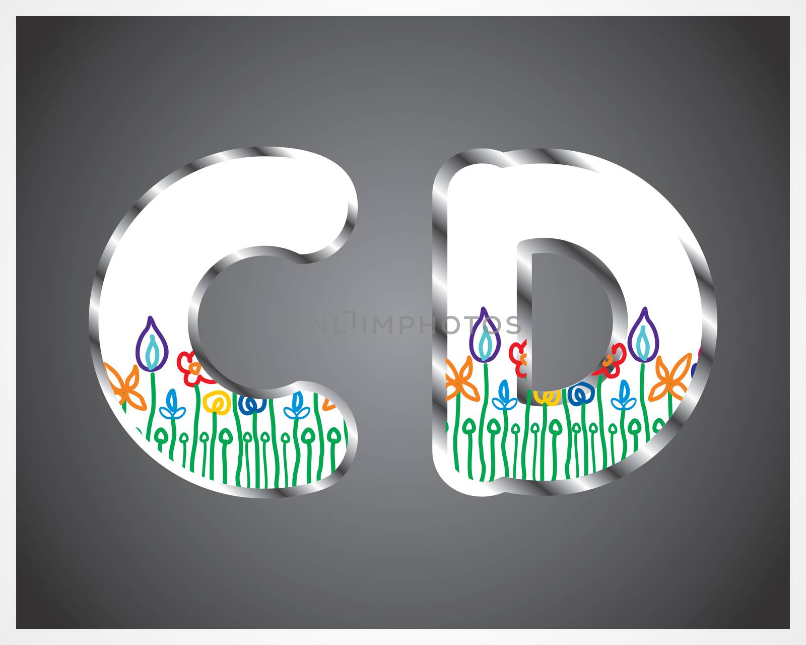 Vector illustration of the alphabet . Set of letters. colorful flower from A to Z