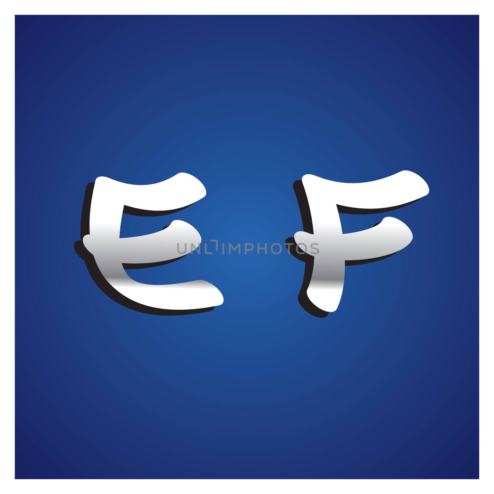 A-Z  Silver Alphabet Set on blue background