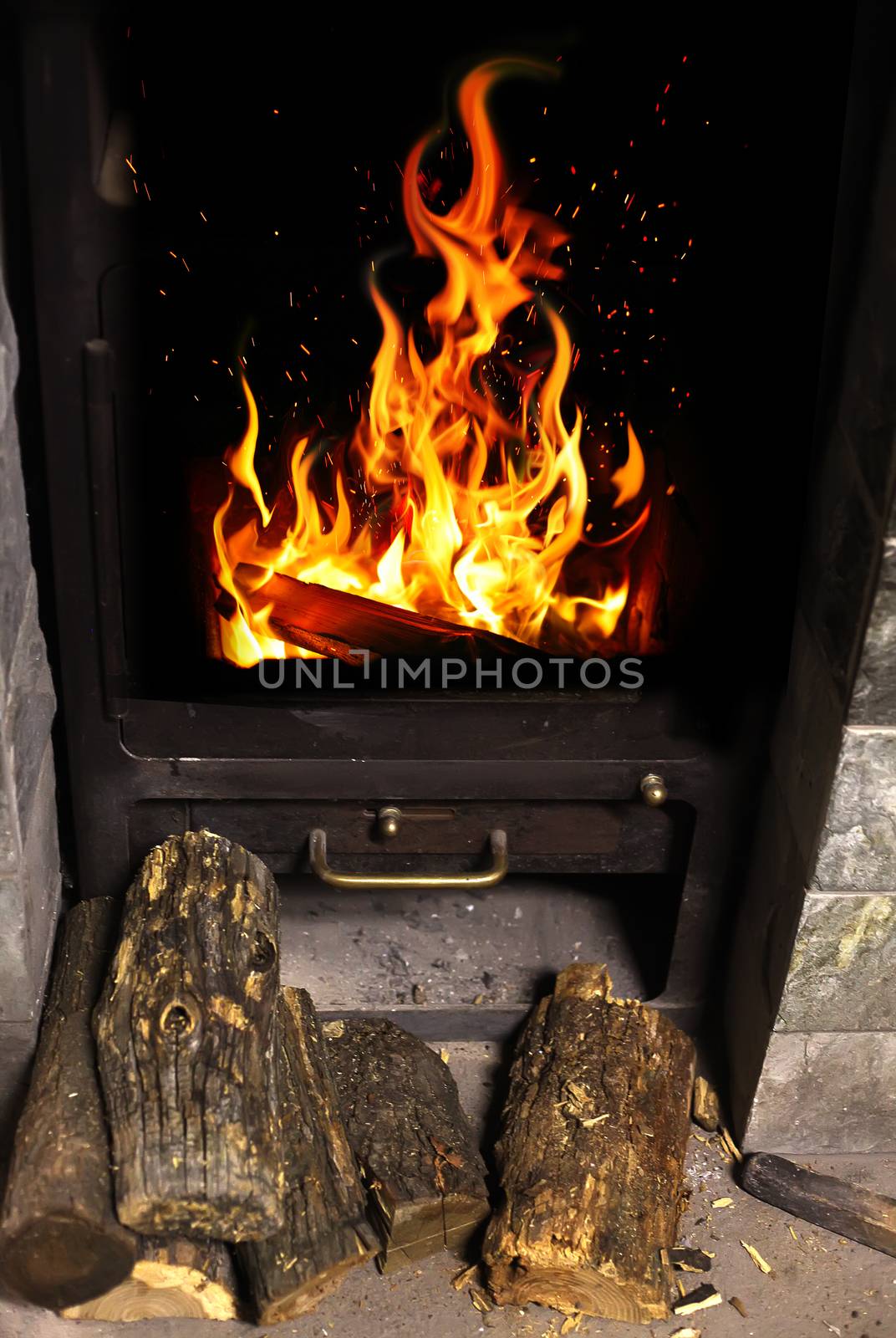 fire in hearth by rudchenko