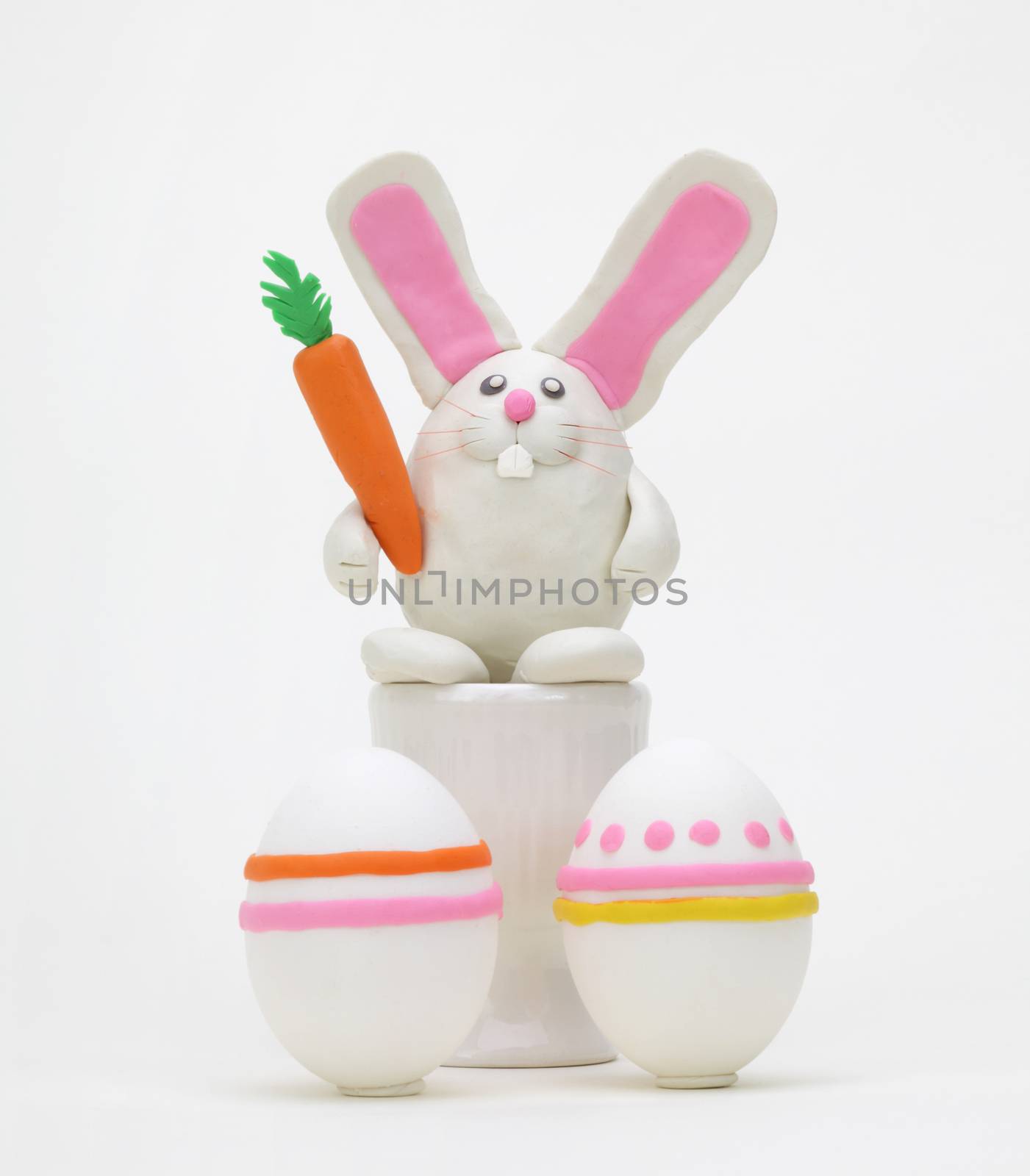 plasticine rabbit with easter egg