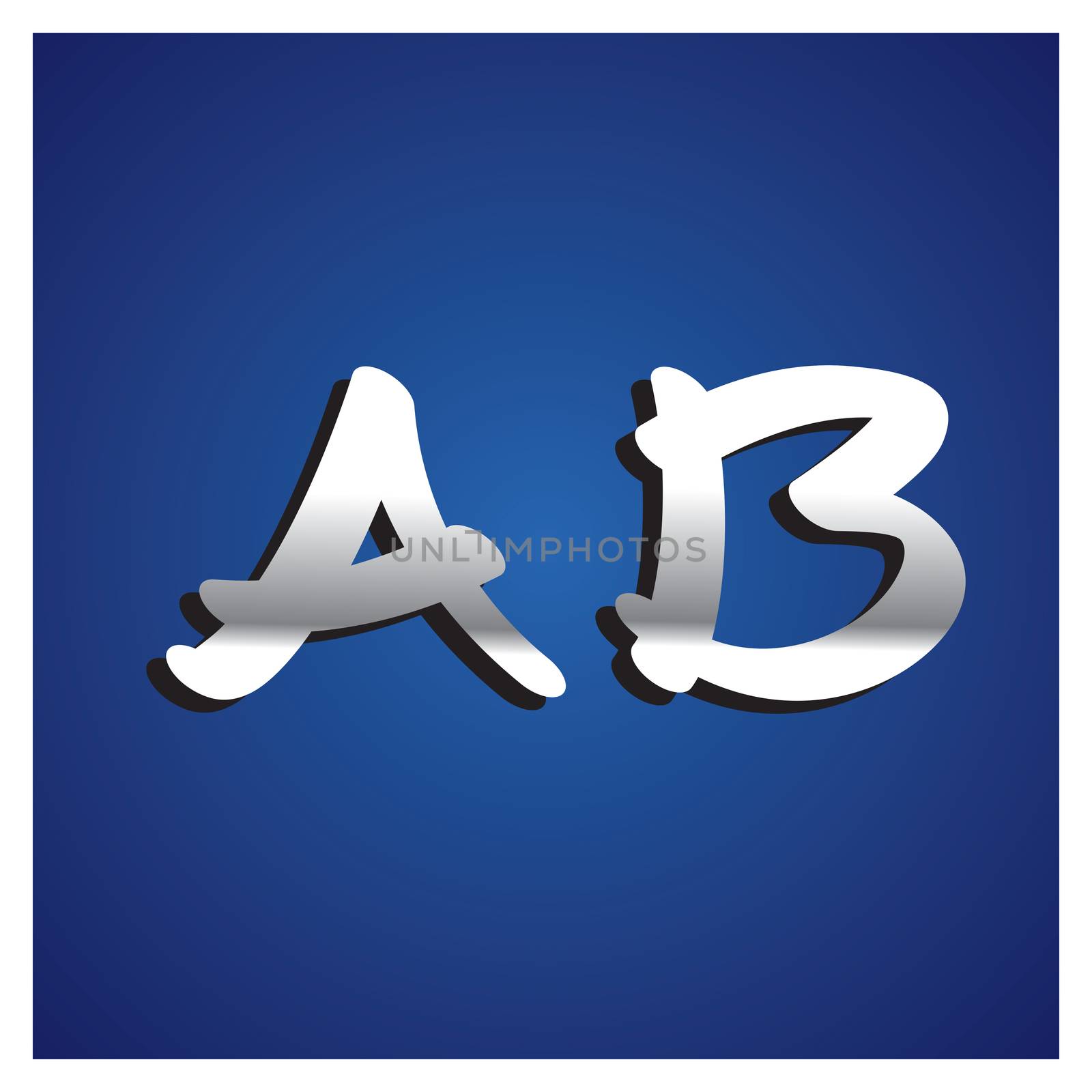 A-Z  Silver Alphabet Set on blue background
