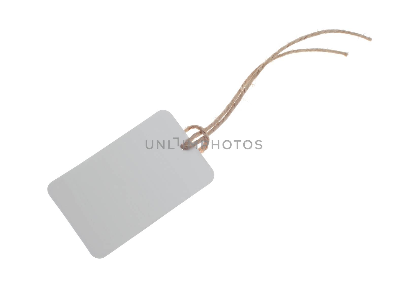 paper label with rope isolated on white 