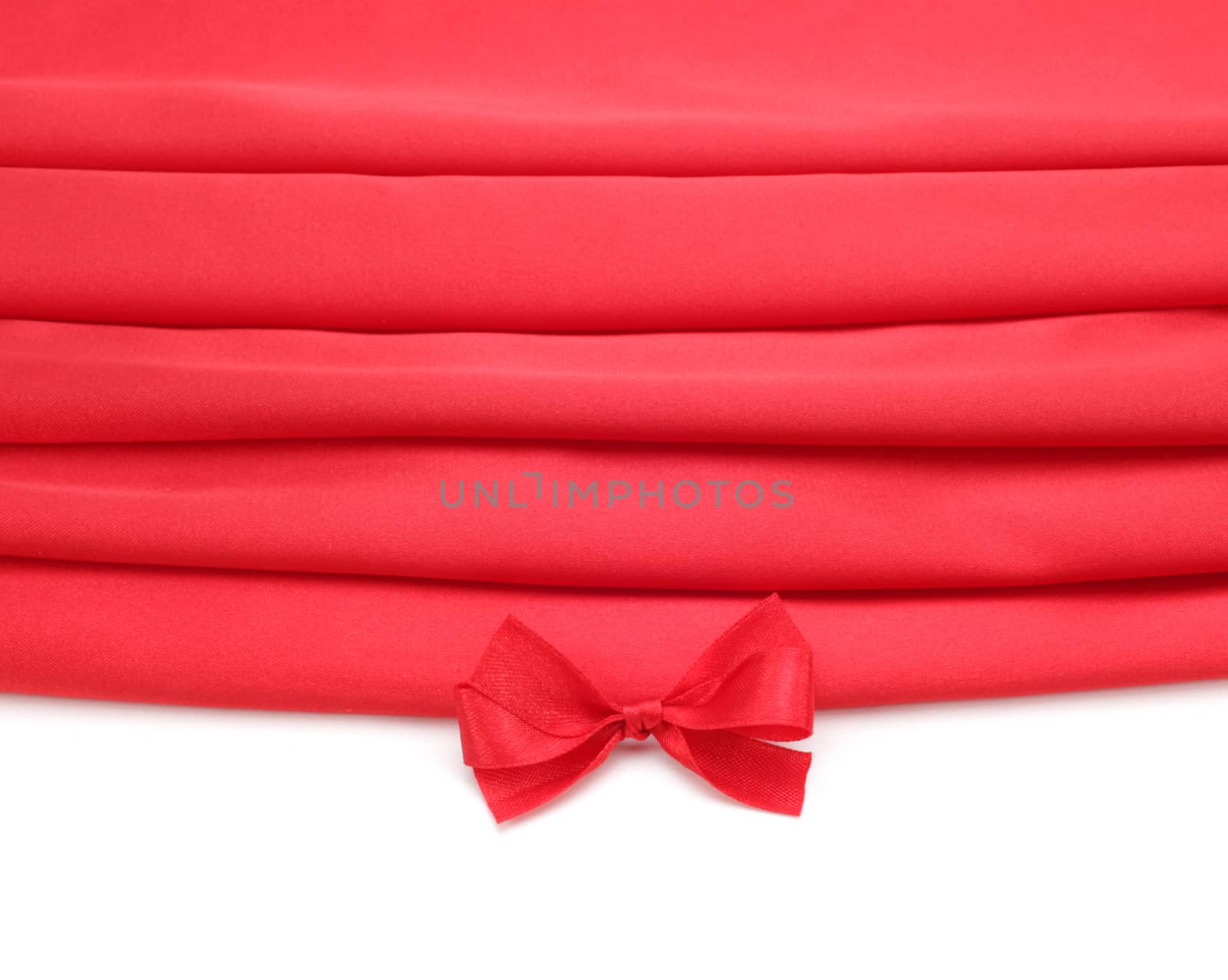 red silk fabric with bow