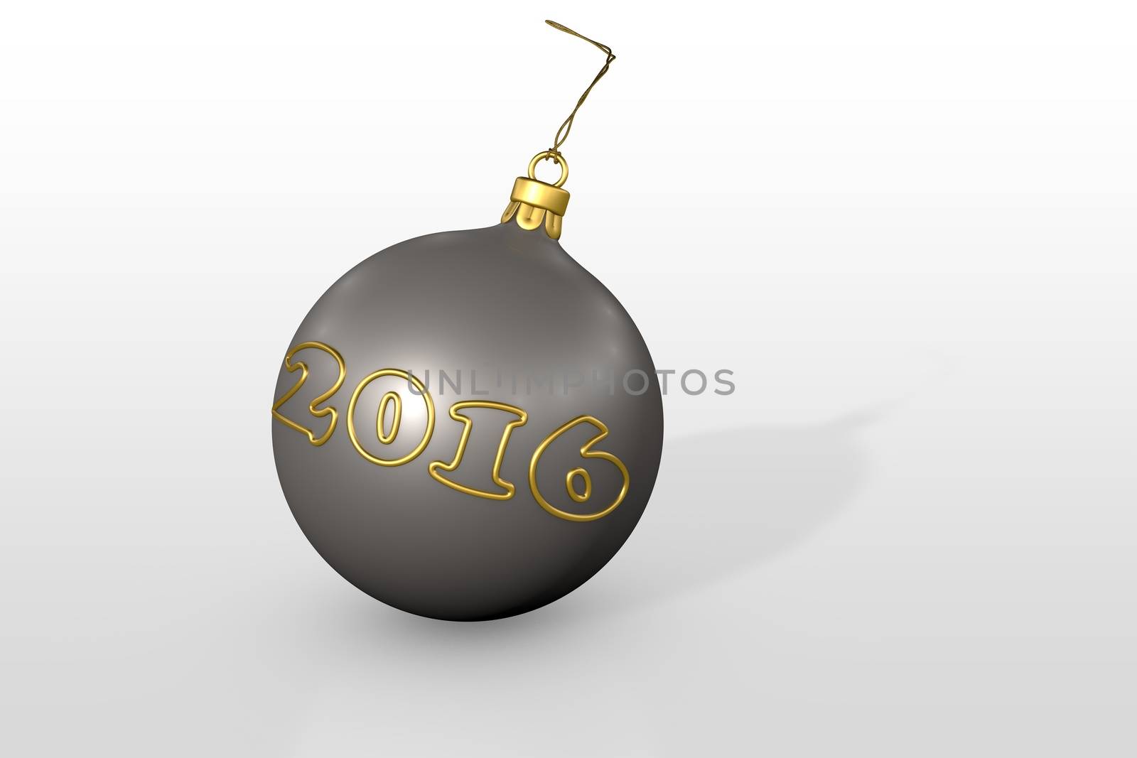 one silver christmas ball over white background