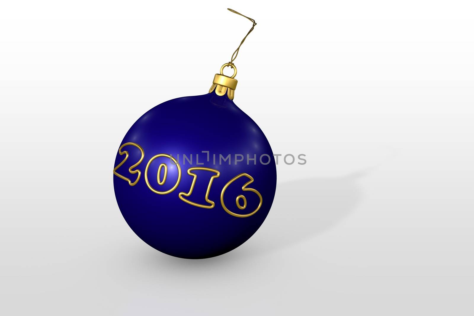 one blue christmas ball over white background