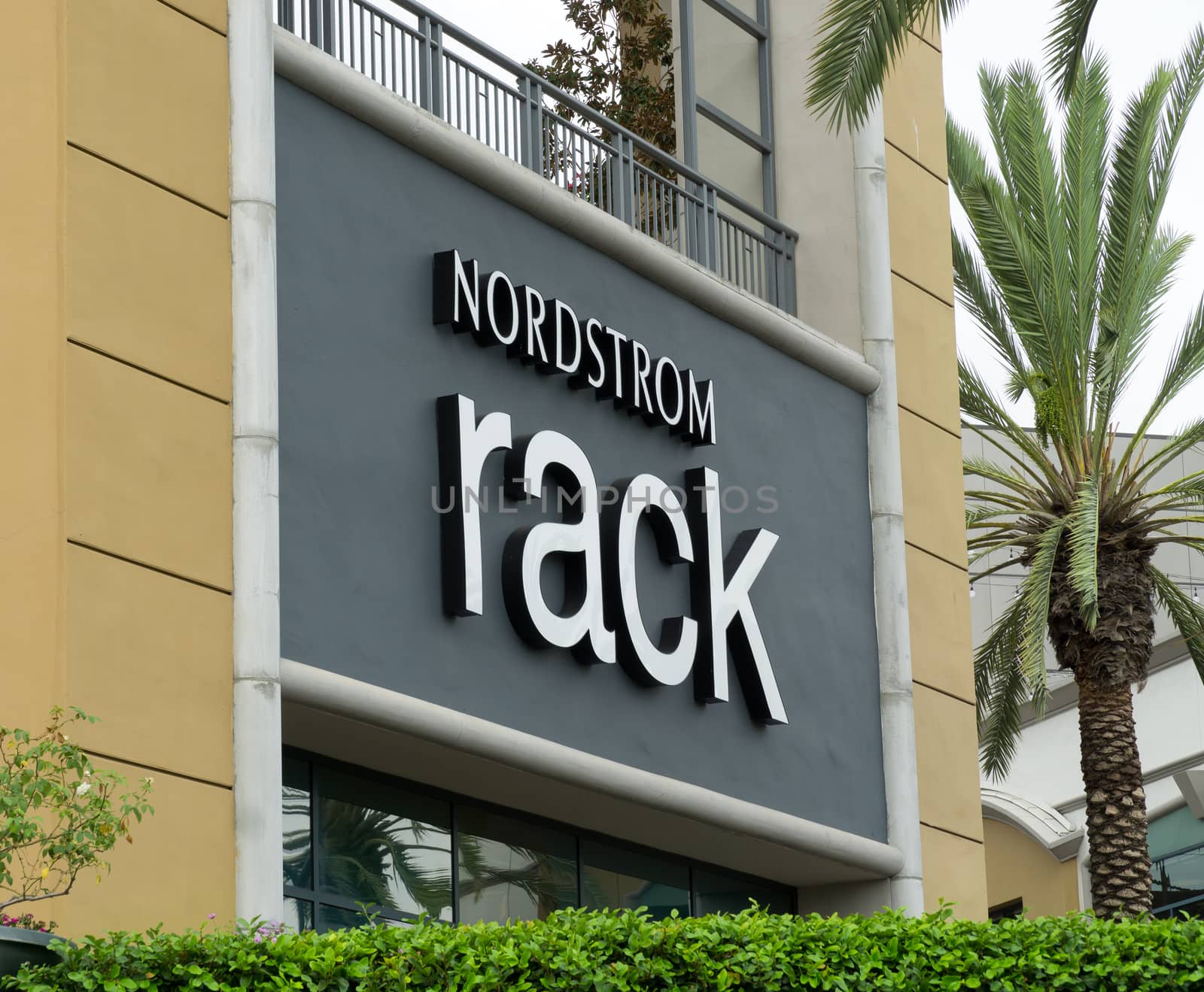 COSTA MESA, CA/USA - OCTOBER 17, 2015: Nordstrom Rack retail store exterior. Nordstrom, Inc. is an American upscale fashion retailer.