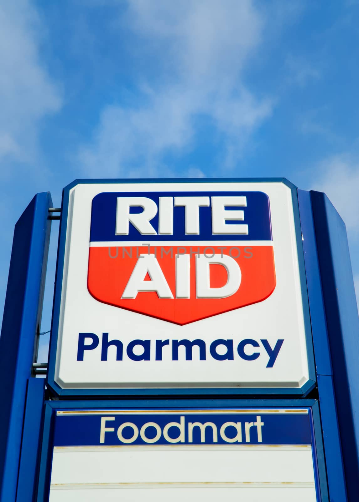 COSTA MESA, CA/USA - OCTOBER 17, 2015: Rite Aid Pharmcy store exterior. Rite Aid is a drugstore chain in the United States