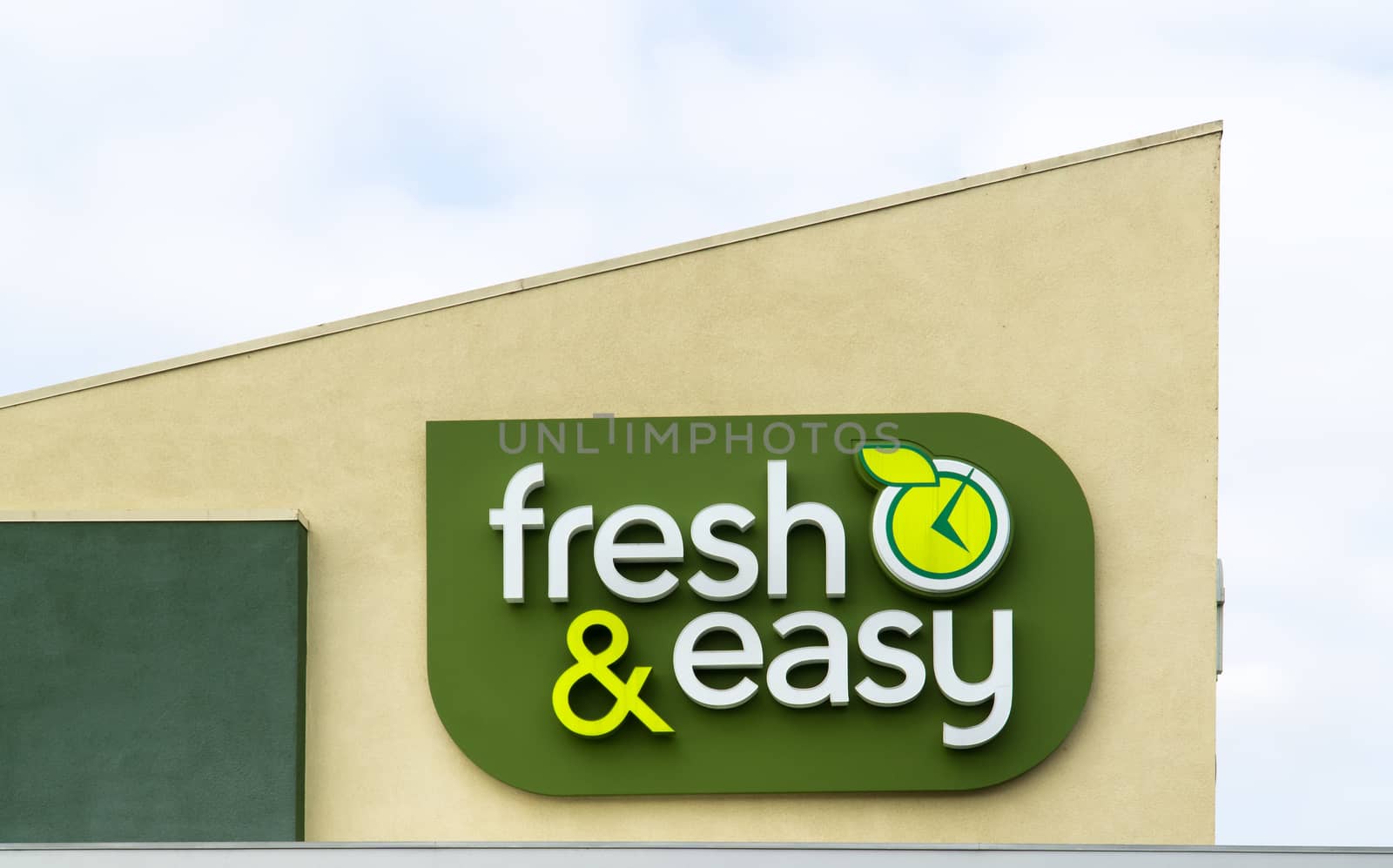 COSTA MESA, CA/USA - OCTOBER 17, 2015: Fresh & Easy store exterior. Fresh & Easy Neighborhood Market is a chain of grocery stores in the United States.