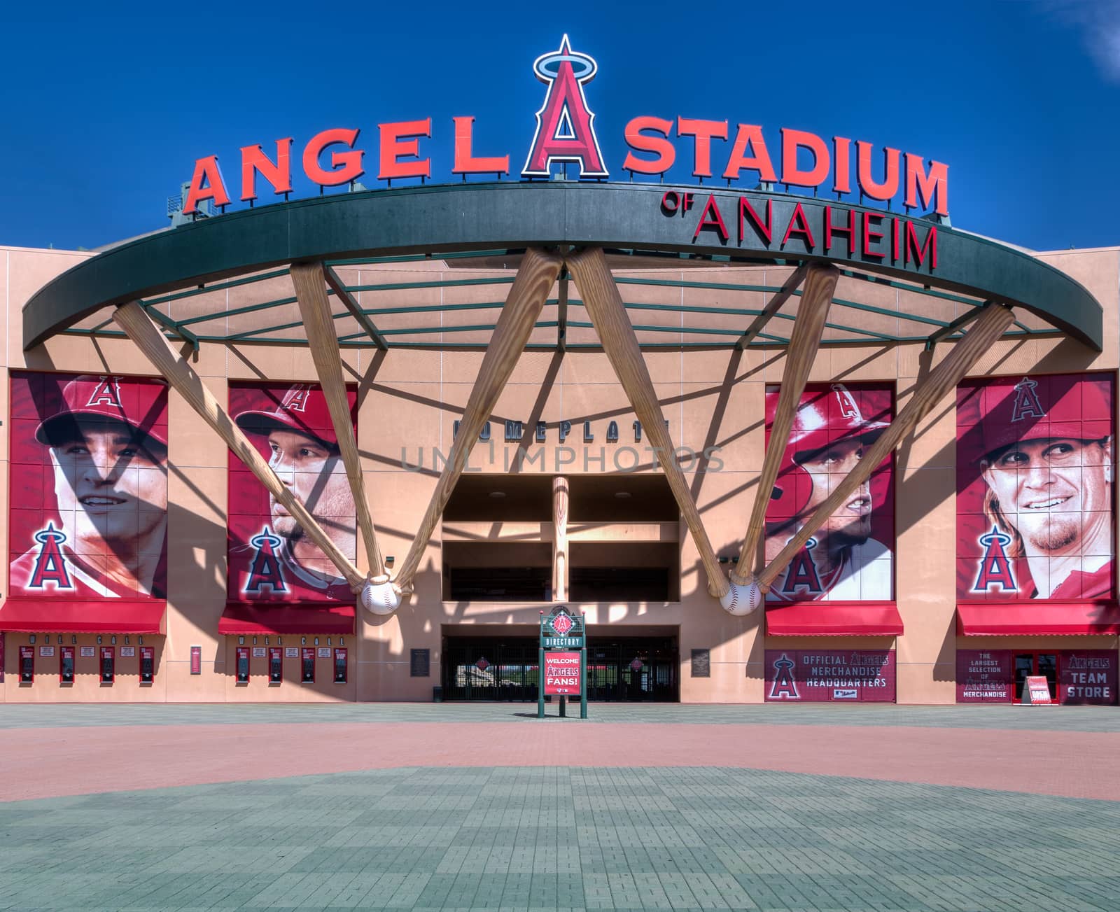 ANAHEIM, CA/USA - OCTOBER 10, 2015: Angel Stadium of Anaheim entrance. Angel Stadium is the home ballpark to Major League Baseball's Los Angeles Angels.