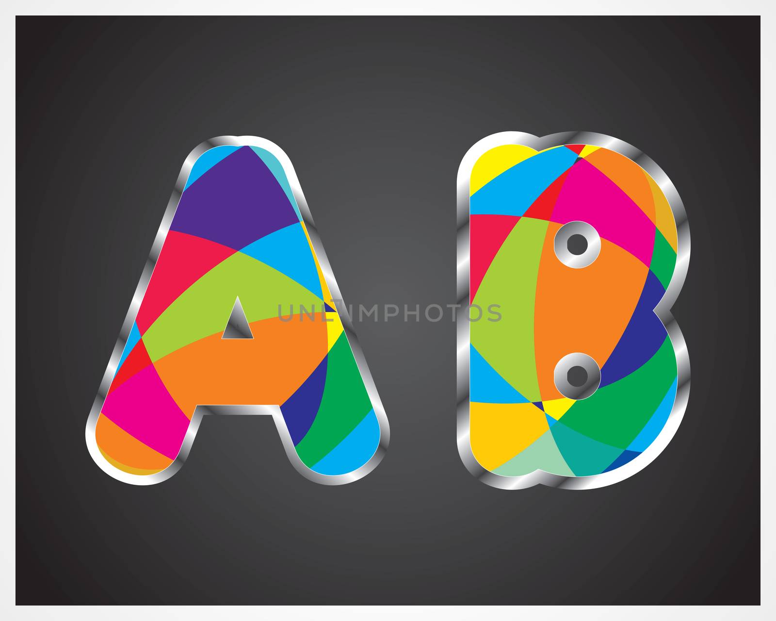 multi color shapes alphabet from A to Z