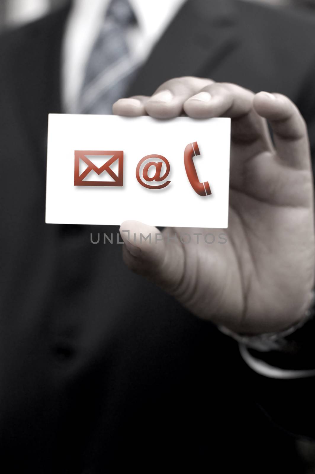 Contact us with business icons including email, telephone and letter 