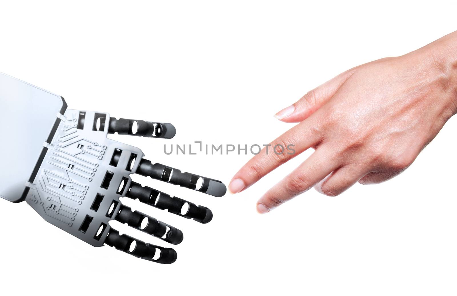 Robot and human touching forefingers 