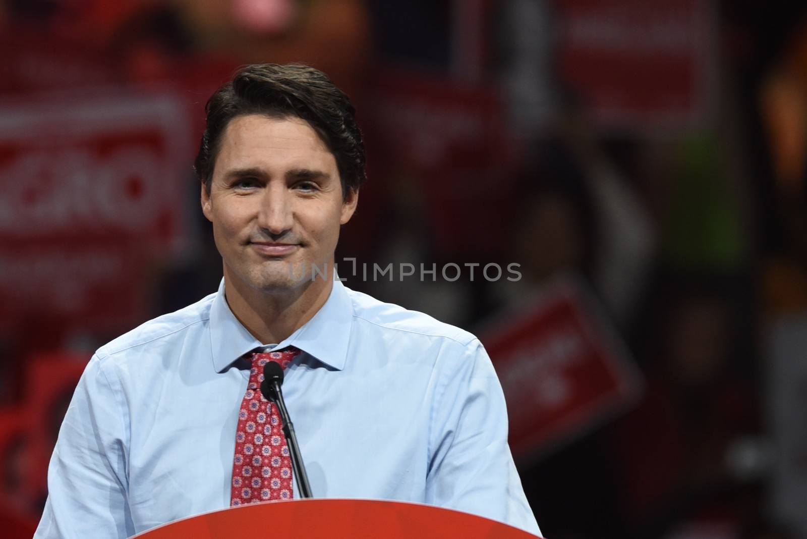 CANADA, Brampton : Liberal Leader Justin Trudeau attended an election rally in the city of Brampton near Toronto, Canada on 4th October 2015. Justin Trudeau will become the next Prime Minister of Canada after the Liberal Party captured majority government in Canada's federal elections.  