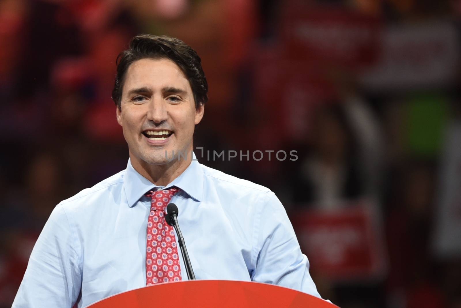 CANADA, Brampton : Liberal Leader Justin Trudeau attended an election rally in the city of Brampton near Toronto, Canada on 4th October 2015. Justin Trudeau will become the next Prime Minister of Canada after the Liberal Party captured majority government in Canada's federal elections.  