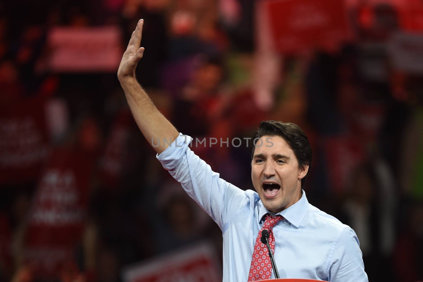 CANADA, Brampton : Liberal Leader Justin Trudeau attended an election rally in the city of Brampton near Toronto, Canada on 4th October 2015. Justin Trudeau will become the next Prime Minister of Canada after the Liberal Party captured majority government in Canada's federal elections.  