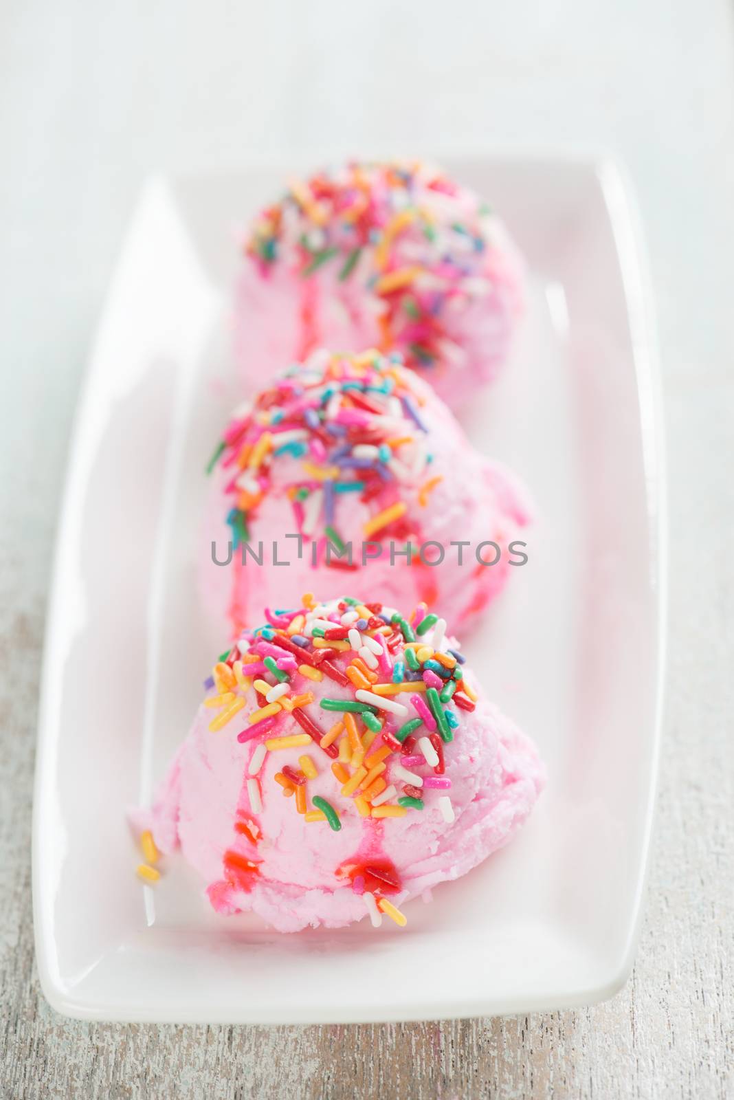Colorful decor pink ice cream by szefei
