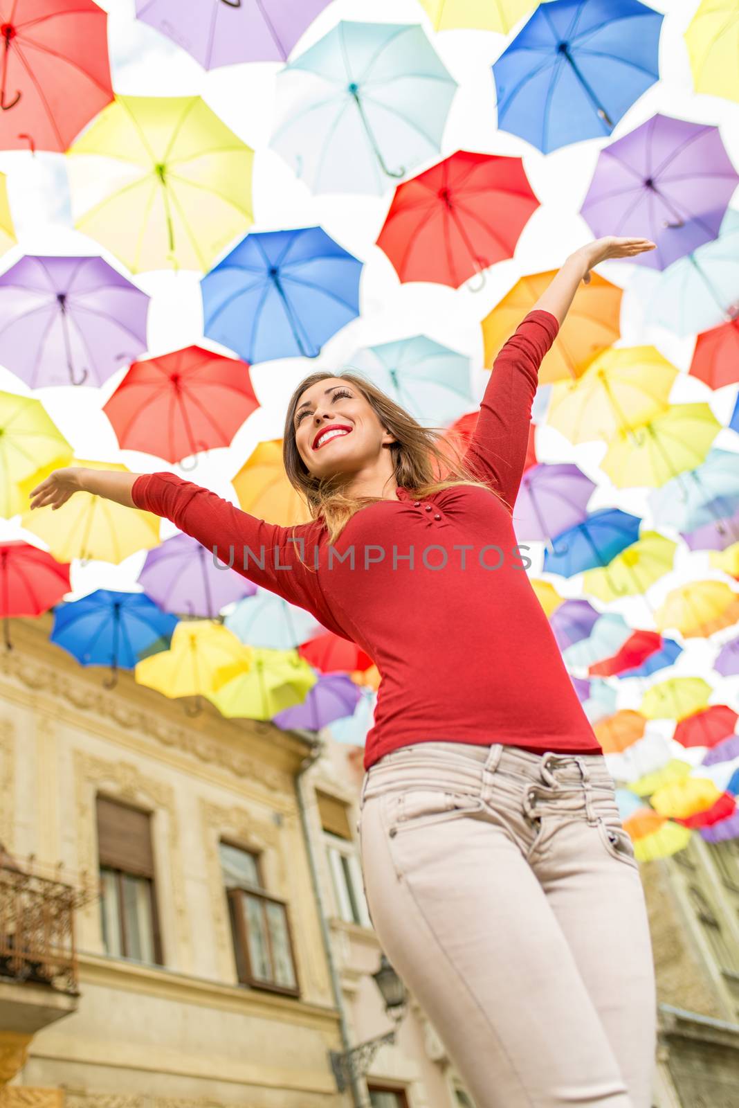 Cute Girl In The Umbrella Street by MilanMarkovic78