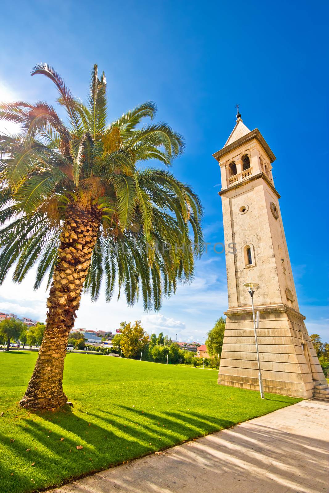 Town of Solin stone church tower, Dalmatia, Croatia