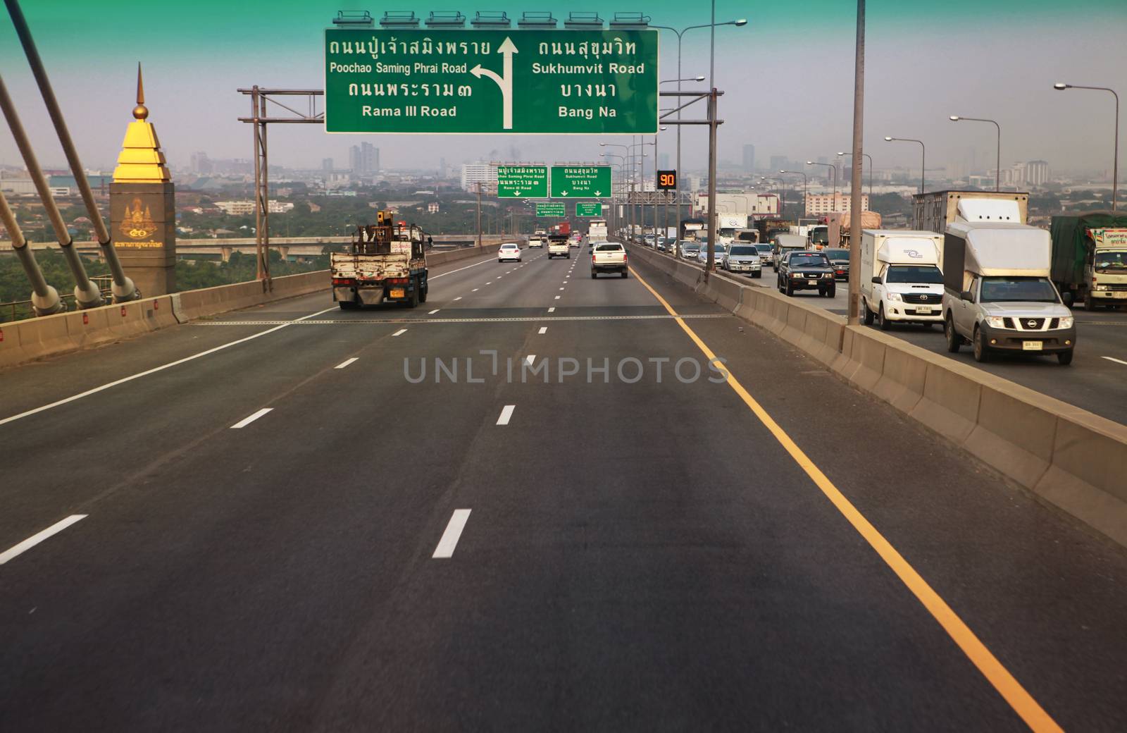 BANGKOK, THAILAND - DECEMBER 20: Traffic of Sukhumvit Road on December 20, 2013 in Bangkok.