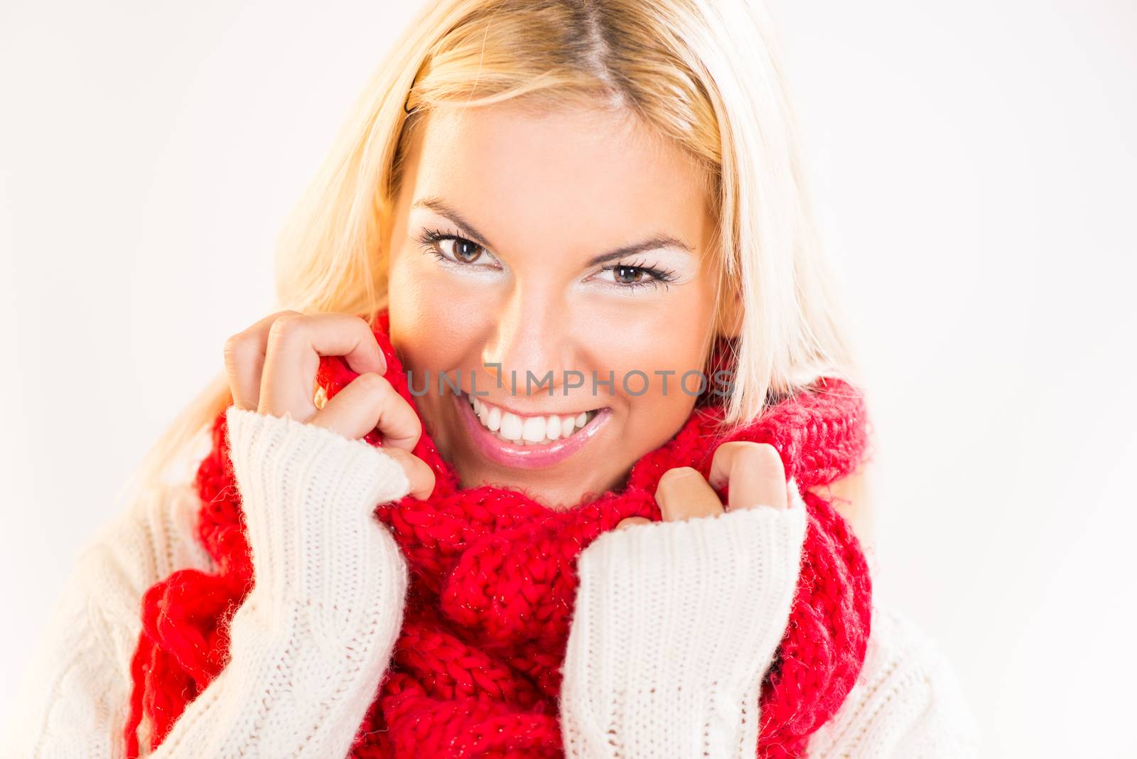 Portrait of happy beautiful winter girl.