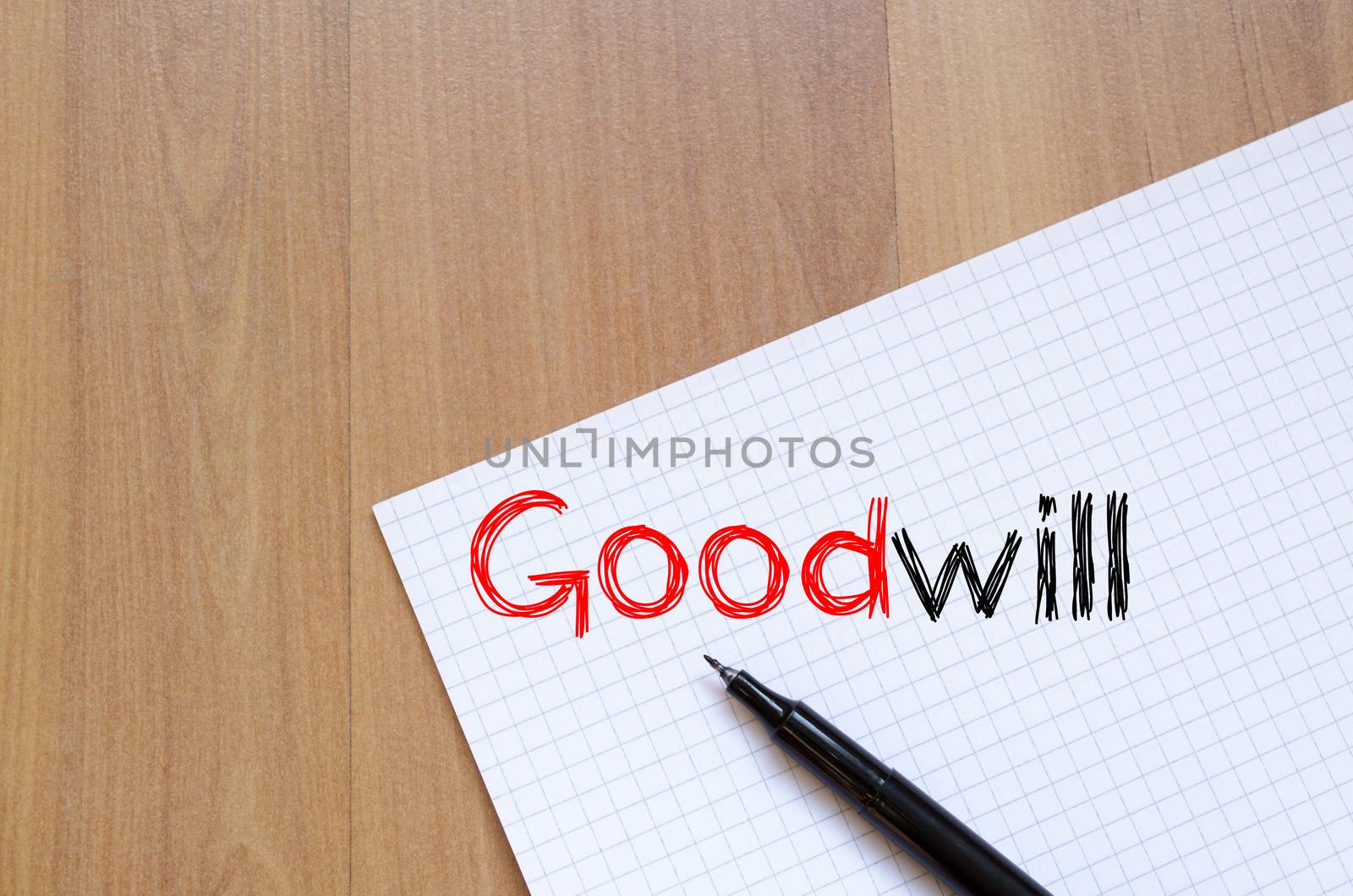 Goodwill text concept write on notebook