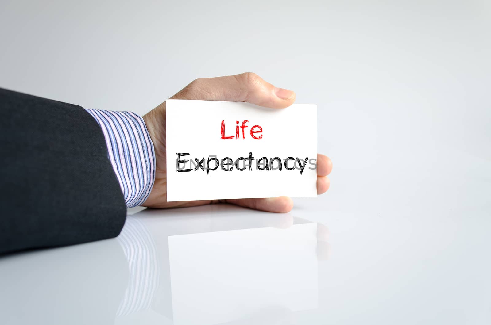 Life expectancy text concept isolated over white background