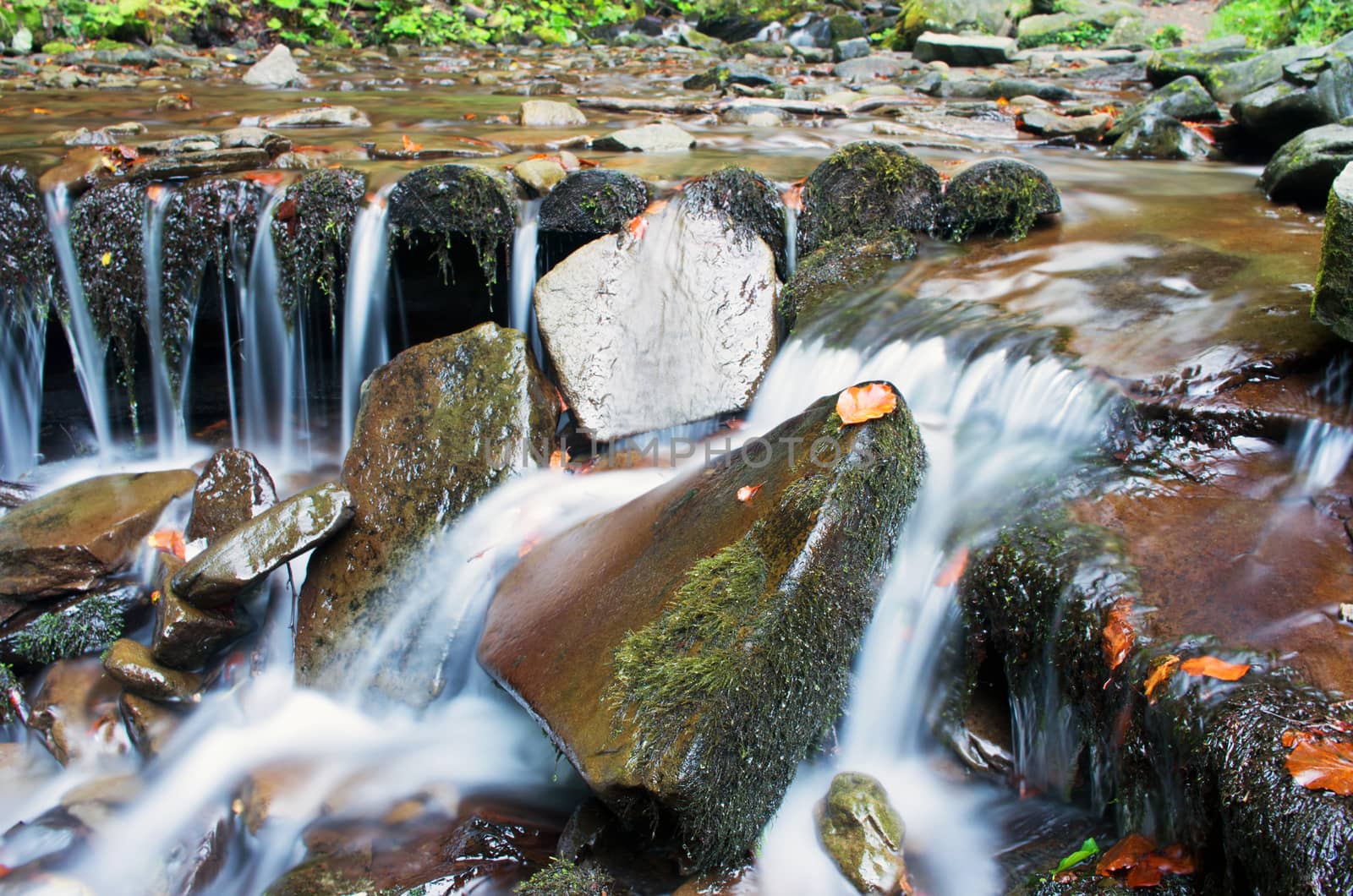 beautiful waterfall scene, ukraine carpathian shipot waterfall by dolnikow