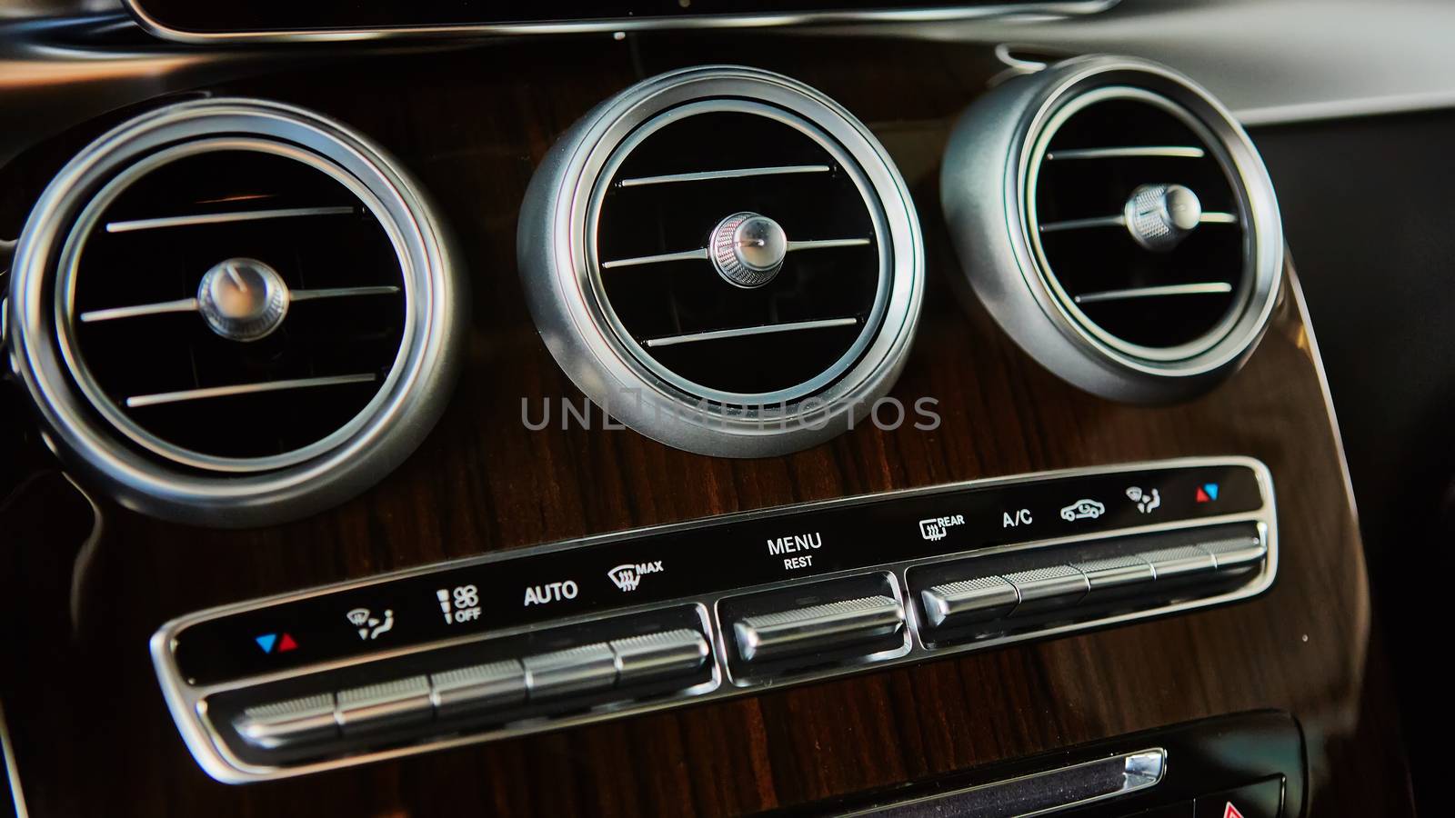 Luxury car interior details. The Shallow dof 