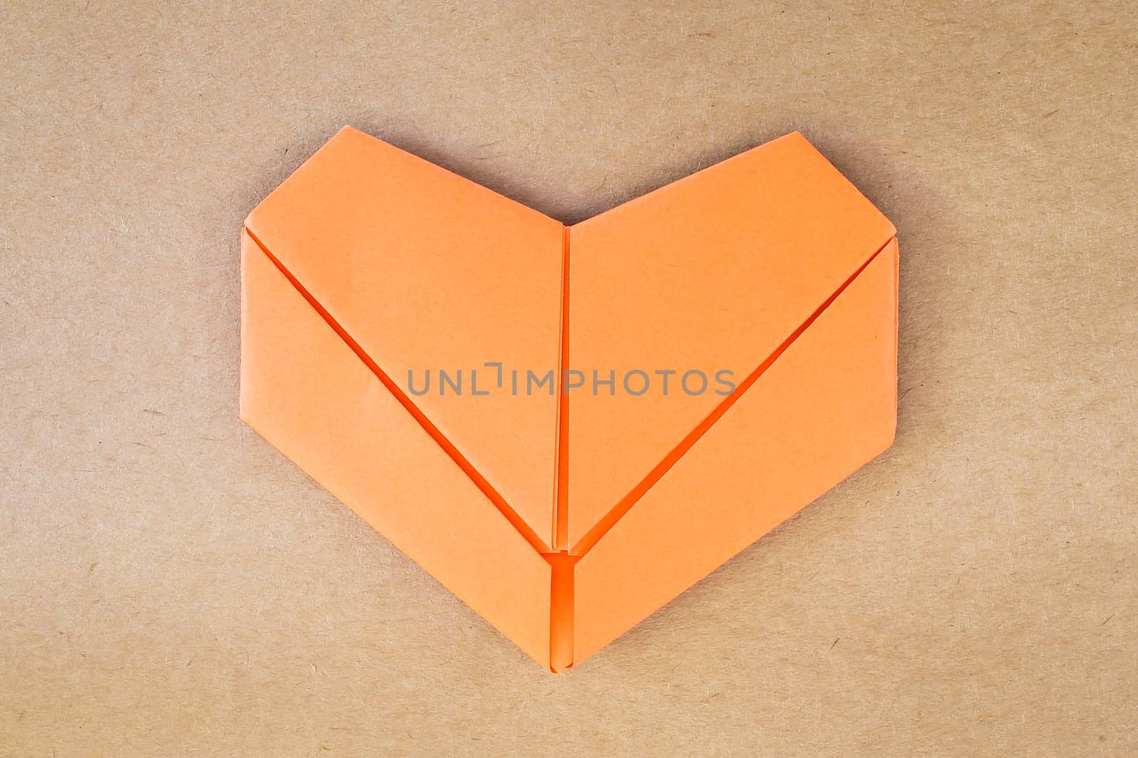 paper orange heart, Love card, Love postcard