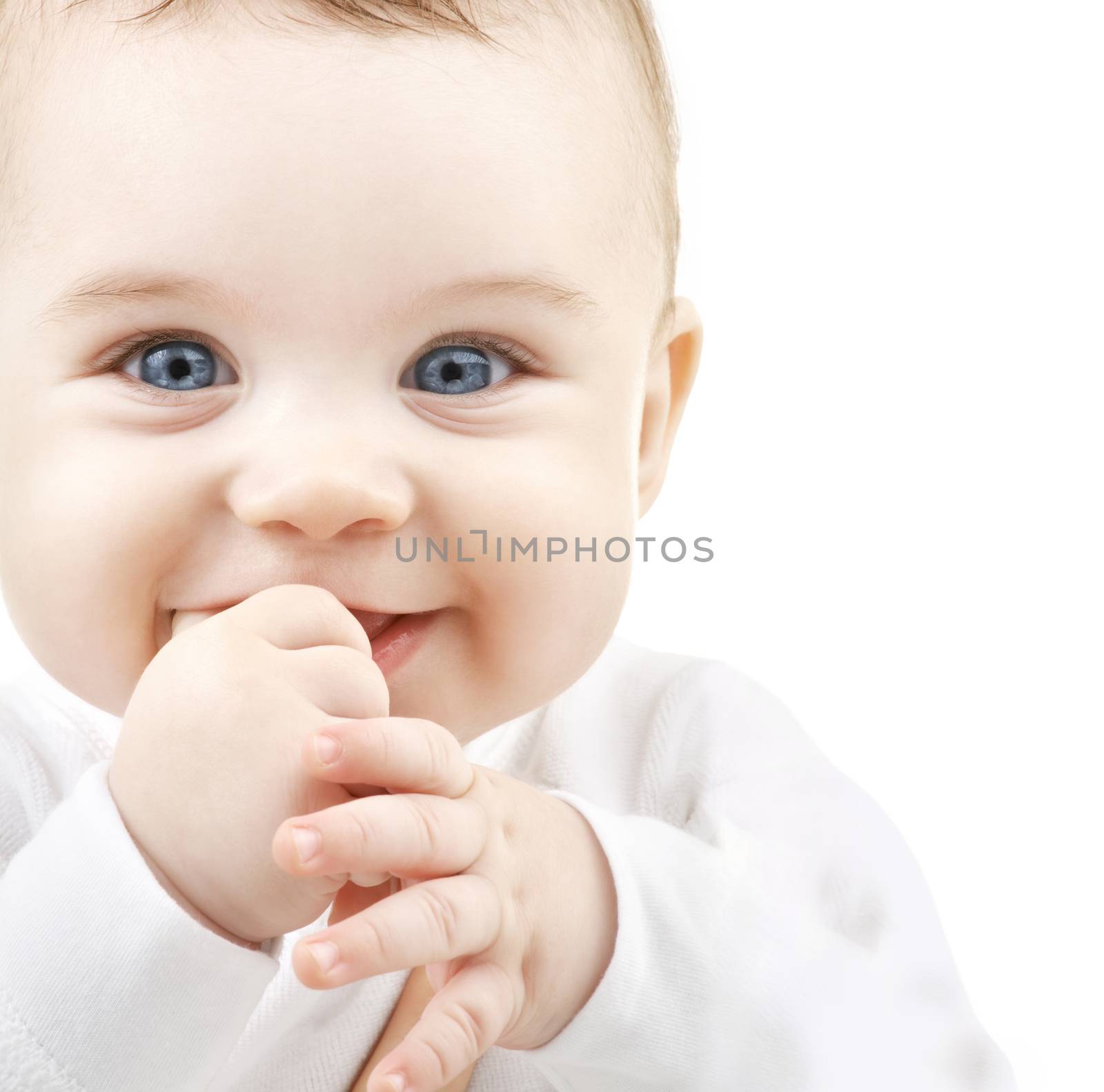 child, people and happiness concept - adorable baby