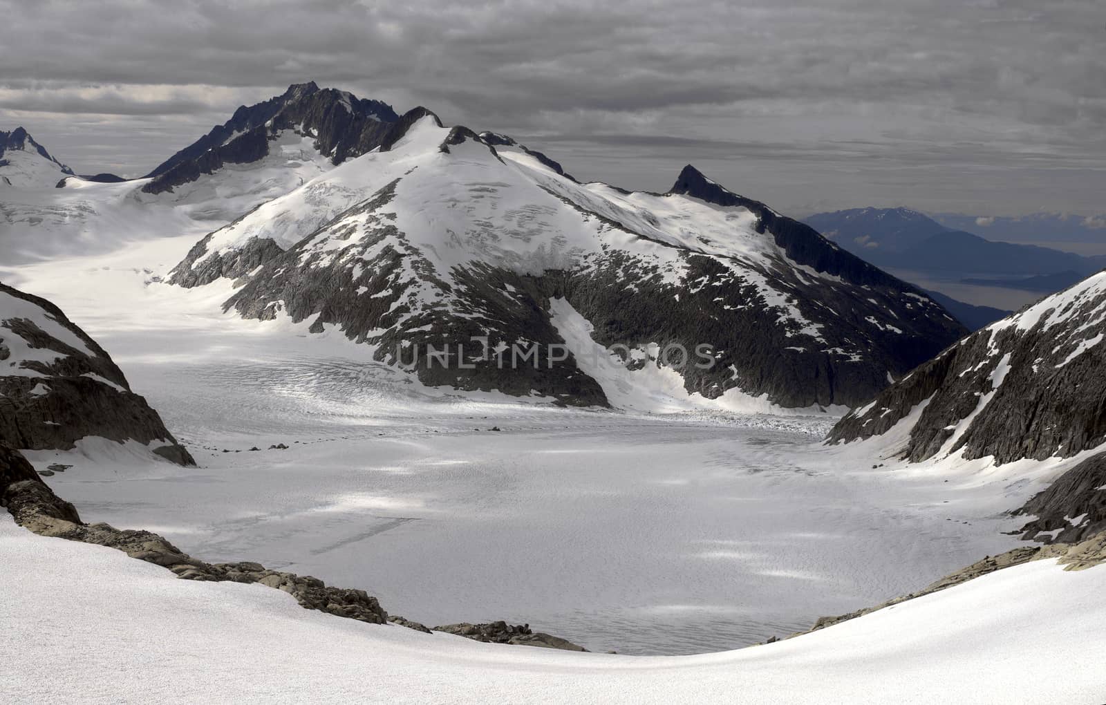 Aerial view of the Juneau Icefields in Alaska, USA.